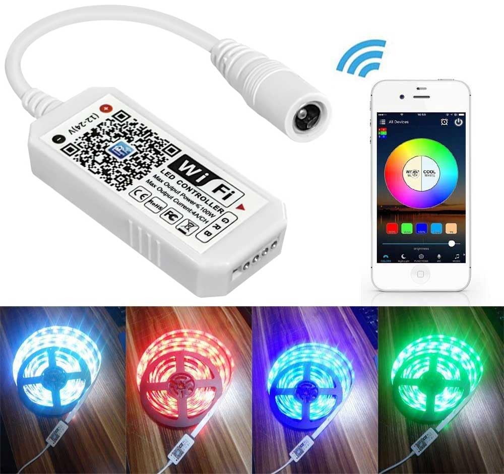 Aubric Smart WiFi LED Controller, RGB Color, Compatible with Alexa & Google Home, Model LED Controller-W2, 2 Pack