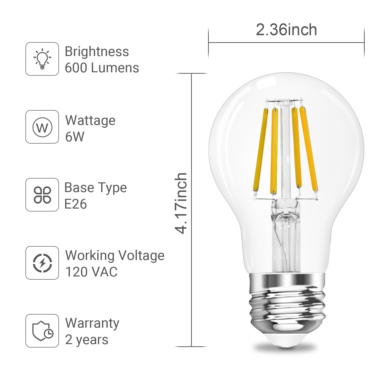 Qingmiao A19 E26 Base Dimmable Edison Led Bulb, 4W (40 Watt Equivalent) 3000K Soft Warm White, Vintage Clear Glass Led Filament