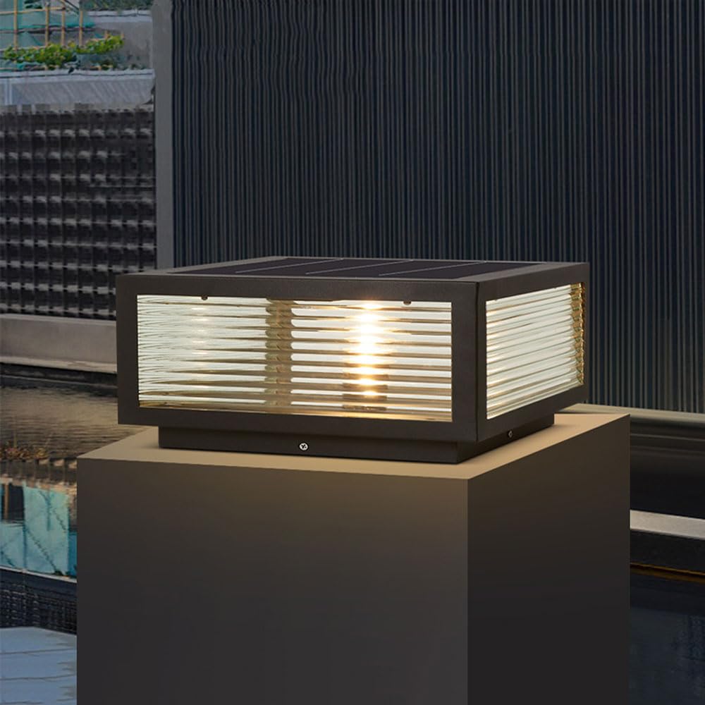 Dahgeo Solar Outdoor Post Light - Modern Waterproof Aluminum Column Light For Patio & Garden