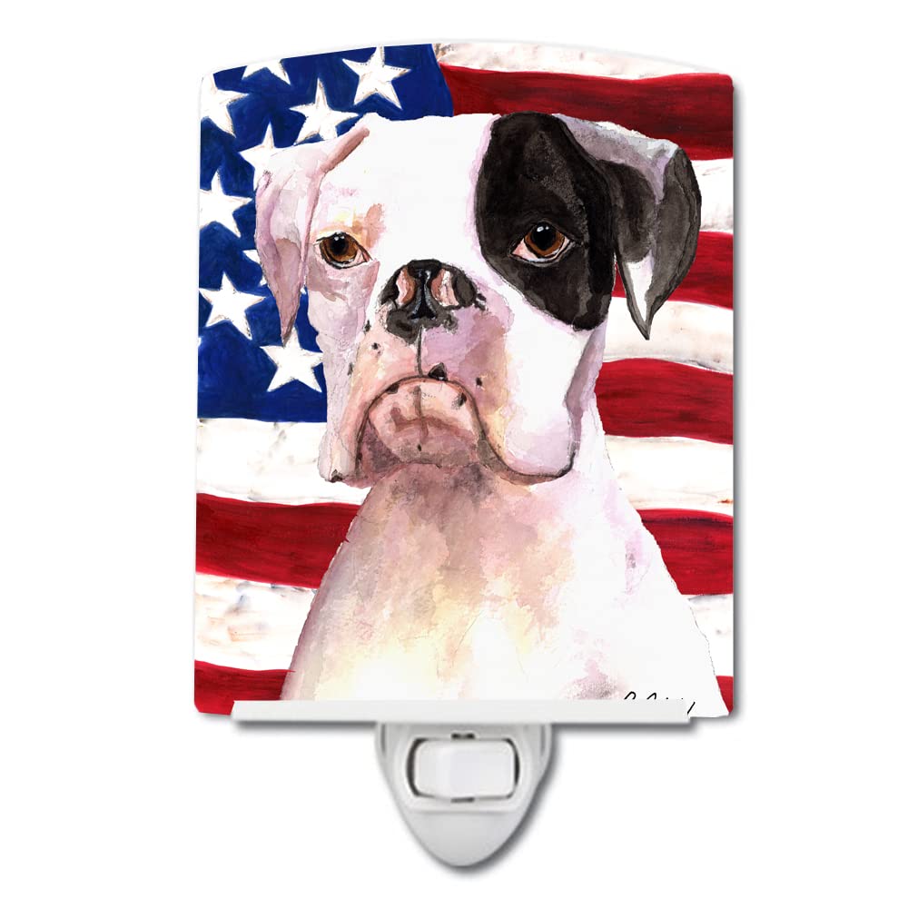 Carolines Treasures Ceramic Night Light, USA American Flag, Boxer 3001, 6x4x3 inches, UL-Certified, Ideal for Bedroom and Bathroom