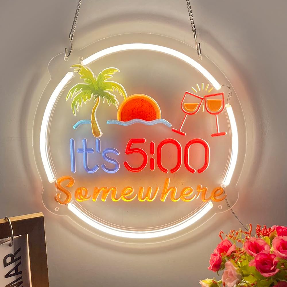 Colysor Neon Sign - 17inx13in Acrylic Bar Décor with Dimmable Switch, USB Powered, Available in Multiple Colors