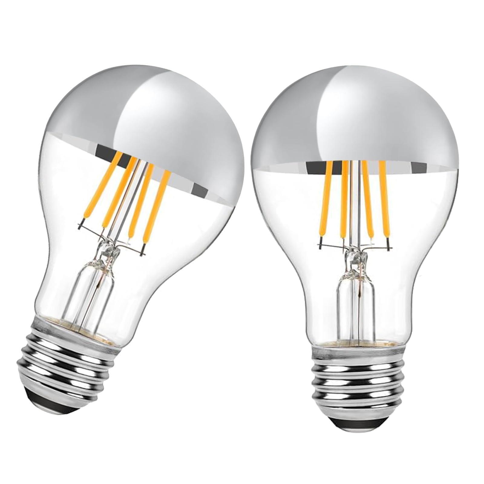 Ldchiuen Half Chrome Led Light Bulb 4W (40 Watt Equivalent), Dimmable A19 E26 2700K Warm White Decorative Edison Bulb, Silver Mi