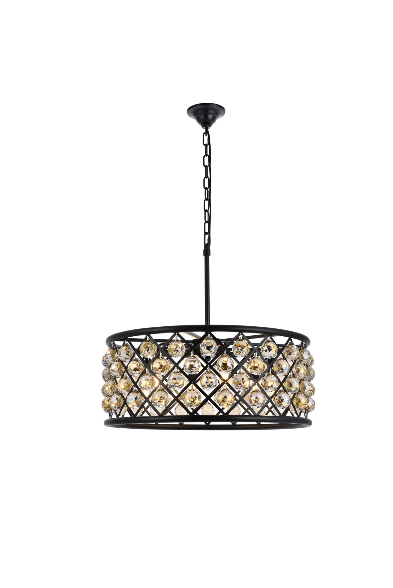Elegant Lighting 6-Light Pendant Lamp, Mocha Brown Finish, 25in Depth x 10.5in Height, Model 1214D25MB-GT/RC, Golden Teak