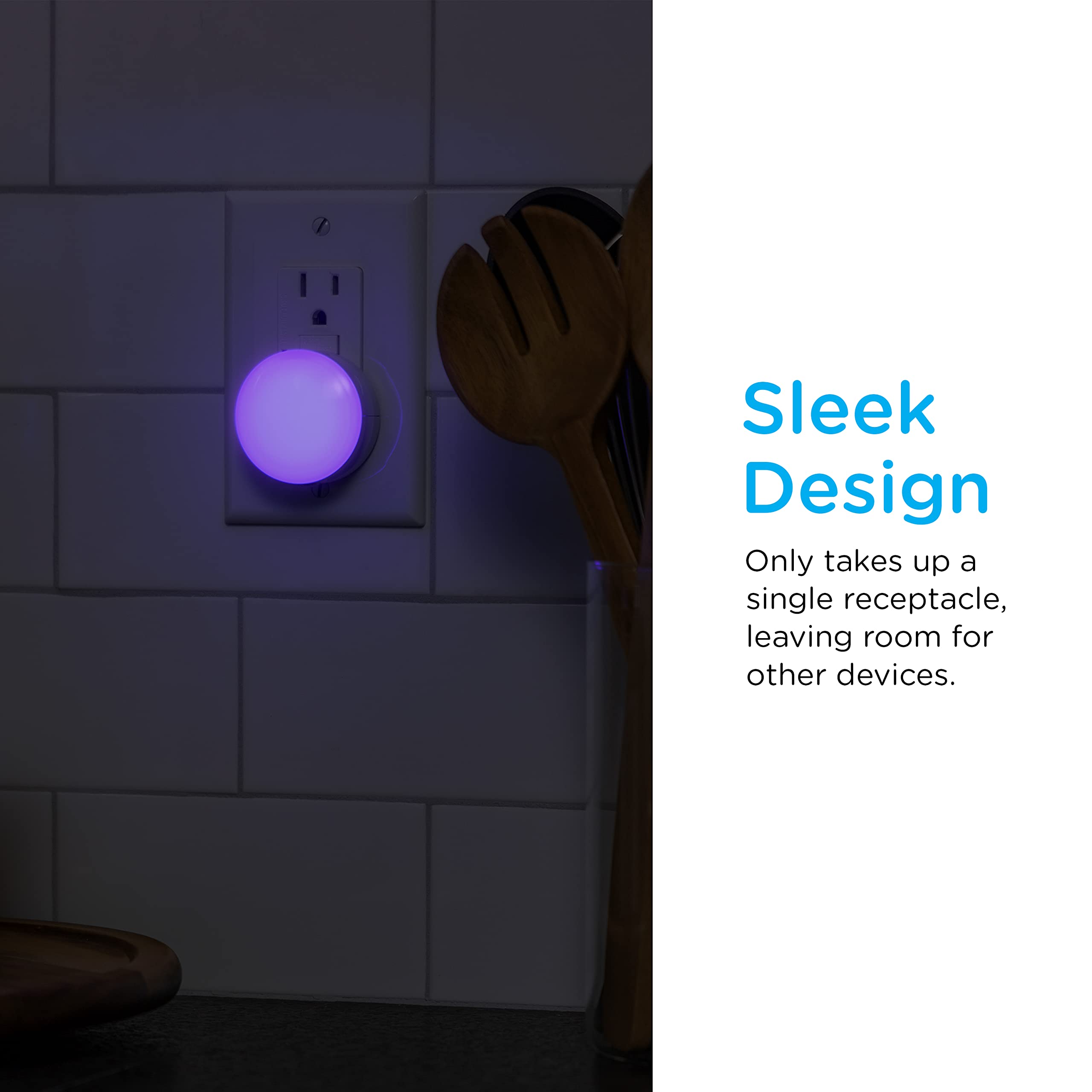 Lights By Night Color Changing Mini LED Night Light, Plug-in with Dusk to Dawn Sensor, 4 Pack, Plastic, Model 72961