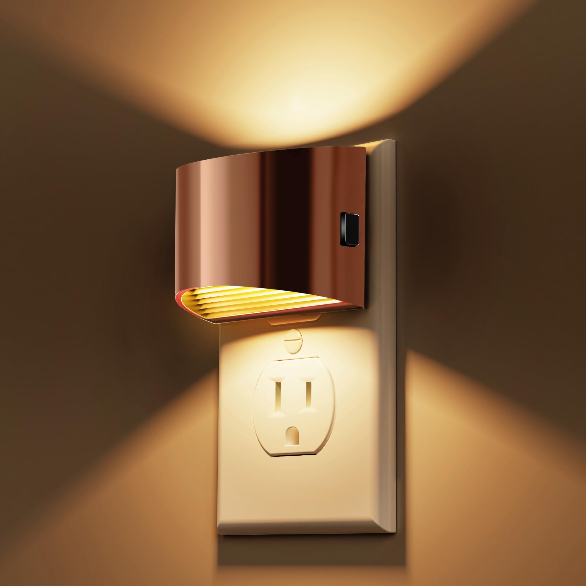 L LOHAS LED Night Lights, Dimmable 3-Level Brightness, 3000K Soft White, 2 Pack, Rose Gold, Model GY10702RGUS-2