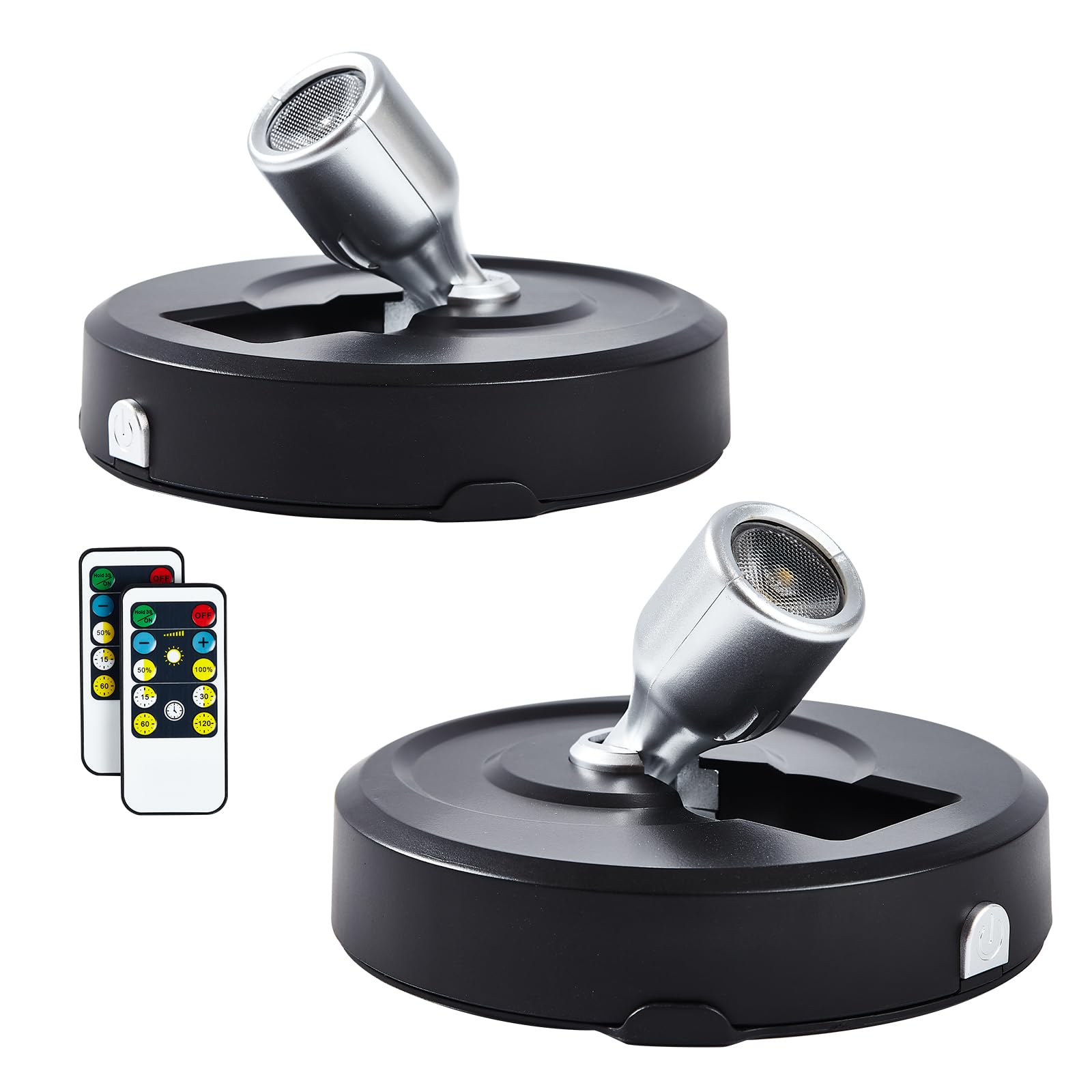 HOFUY Wireless LED Spotlights 2-Pack Accent Lights with Remote, Wireless Picture Lights with Rotatable Head, Stick on Artwork Li