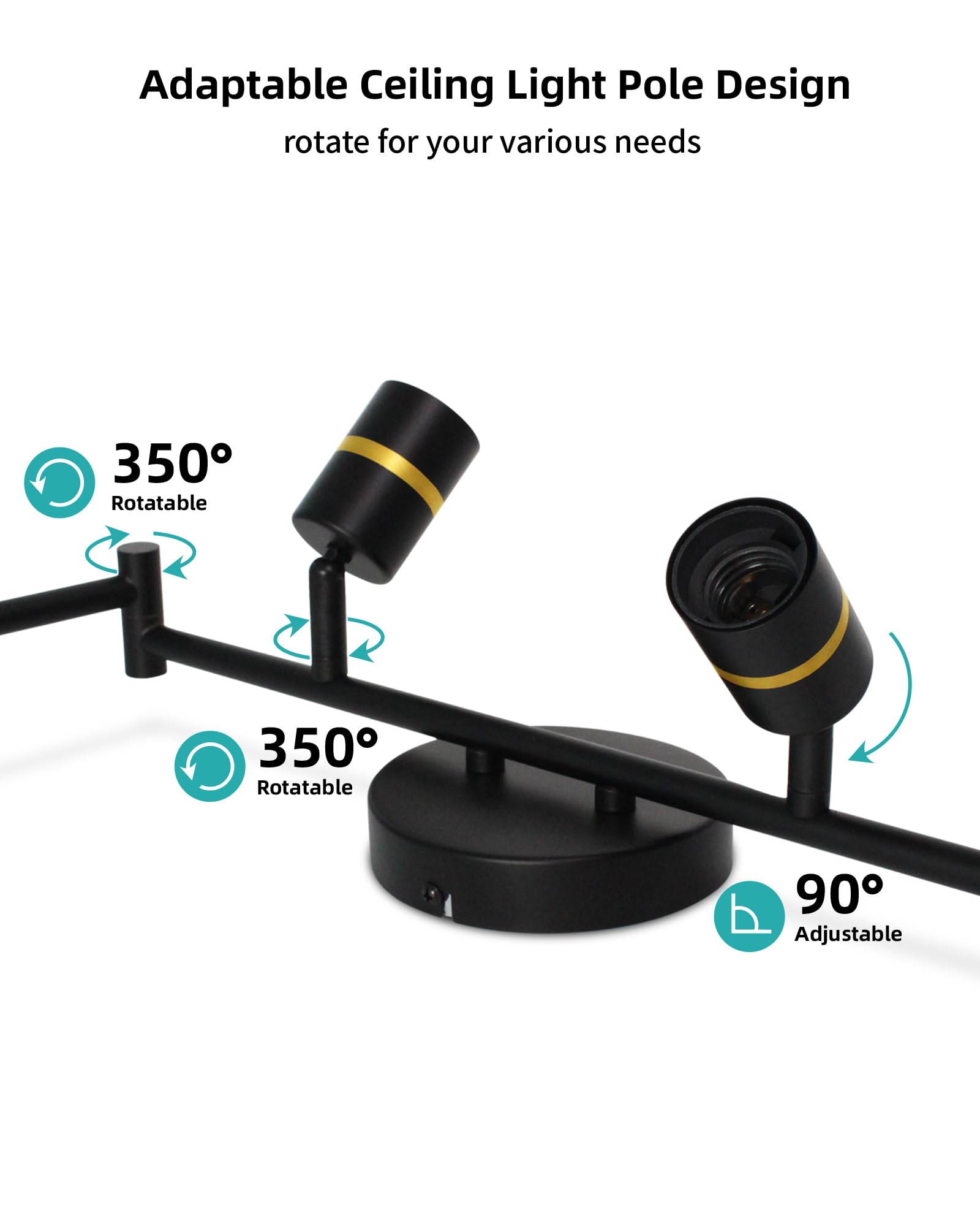 Hibay Track Lighting Fixtures, 6-Light Ceiling Light Kit, Foldable Arm And Rotatable Light Head, Matte Black Ceiling Spot Lights