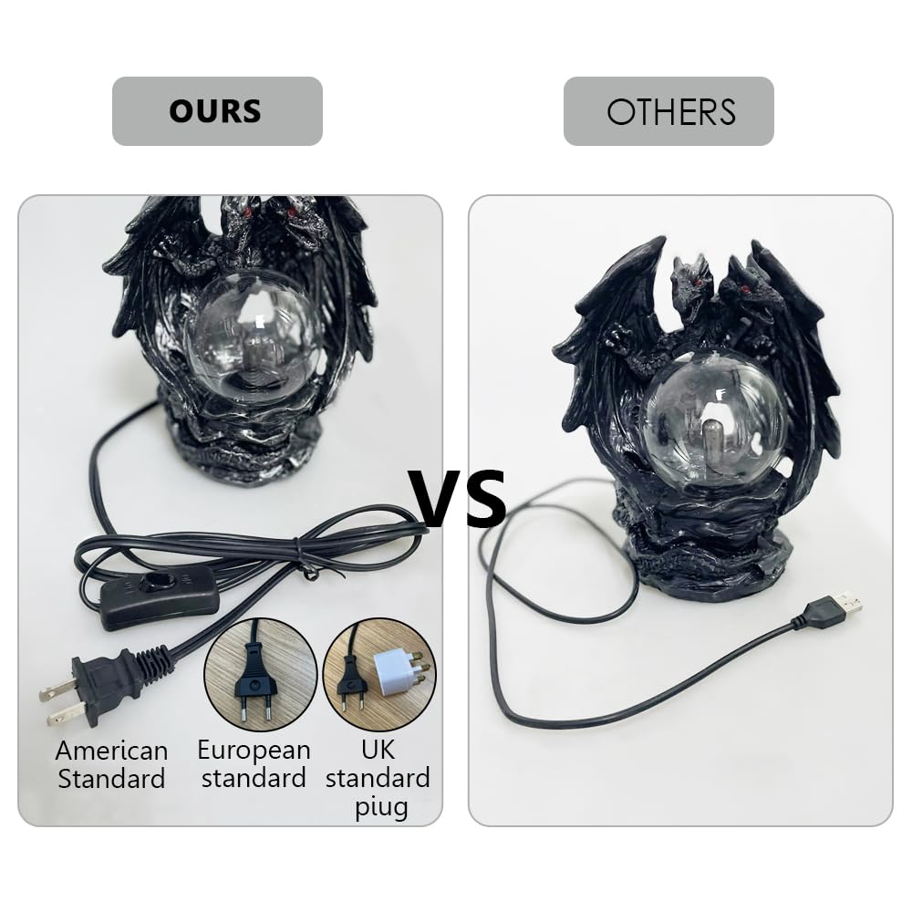 ANQIA Plasma Ball Lamp Touch Sensitive, Red Crystal, Halloween Decor, Model 8541866692, Black/Red Color