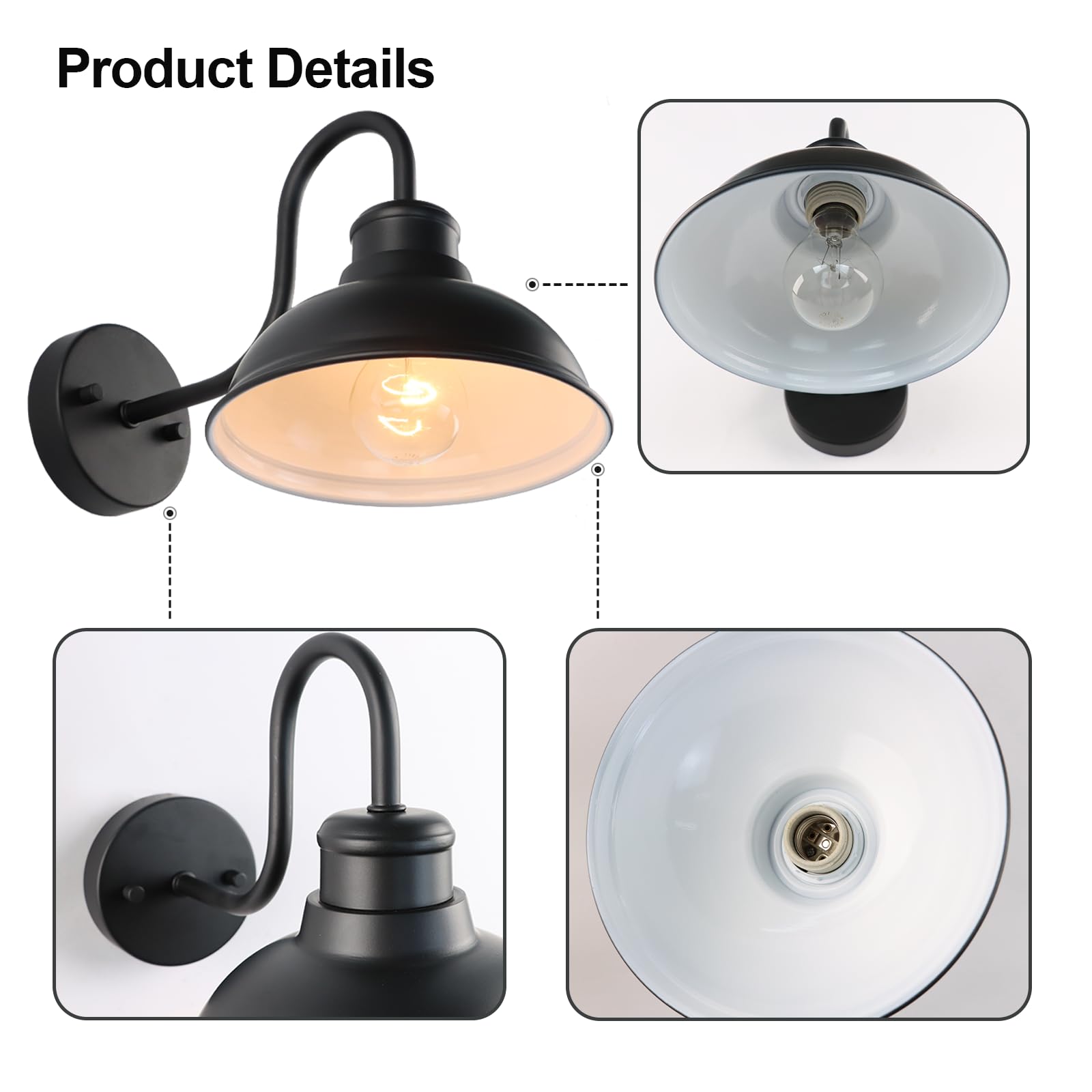 Lprzsg Outdoor Gooseneck Barn Light Fixture, 8 Inch Farmhouse Exterior Vintage Wall Mount Lighting, Anti-Rust Waterproof Industr