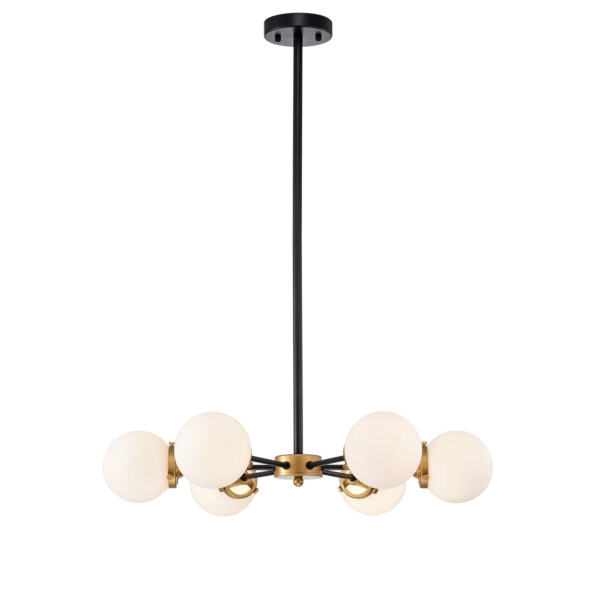 Warehouse of Tiffany HM230/6BG Chevalier 26 Inch Matte Black and Gold with 6 Light Chandelier