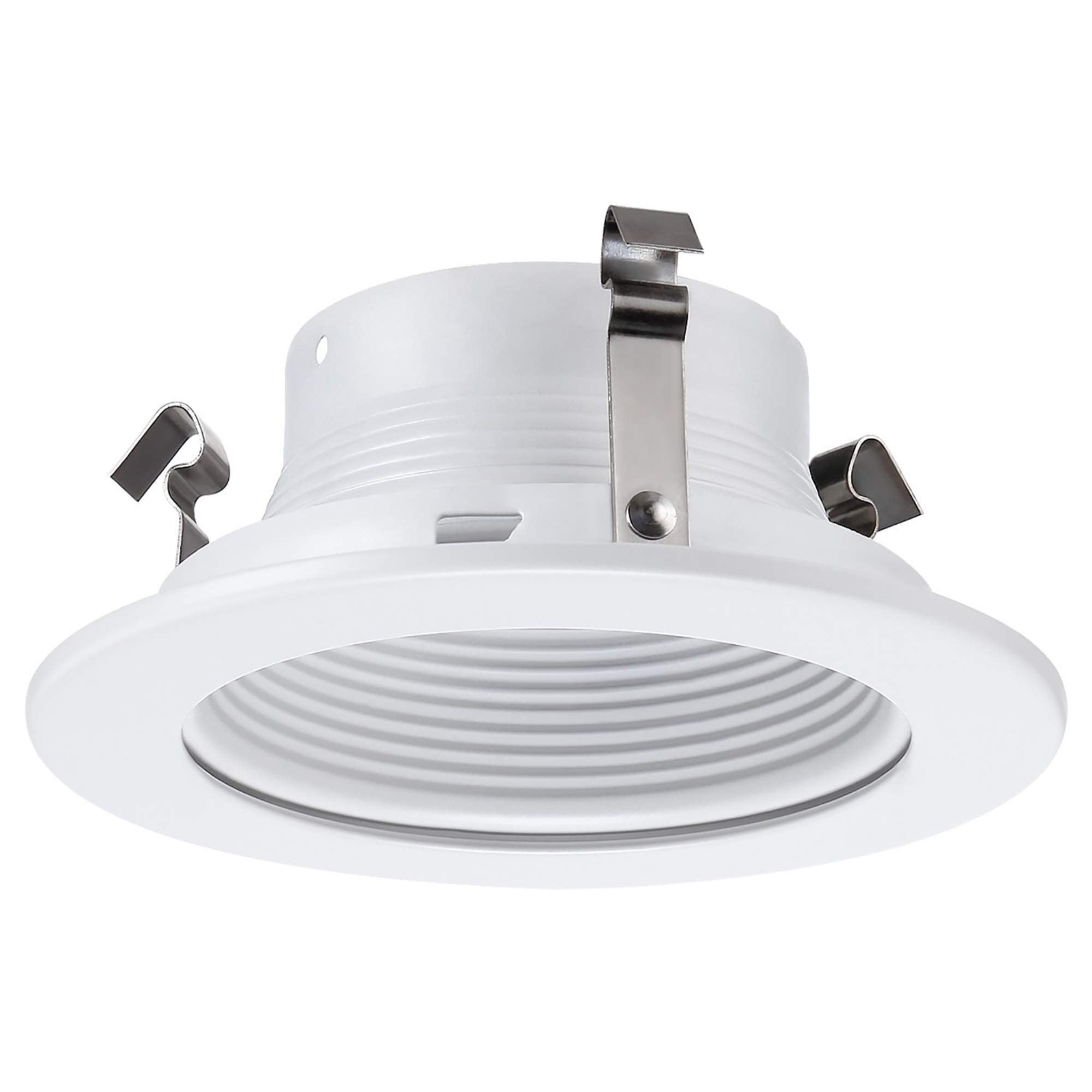 4 Inch Light White Stepped Baffle Trim - For 4" Recessed Can, Fits Halo/Juno Remodel Housing, Four Bros Lighting Sb4/Wht, 6 Pack (White)