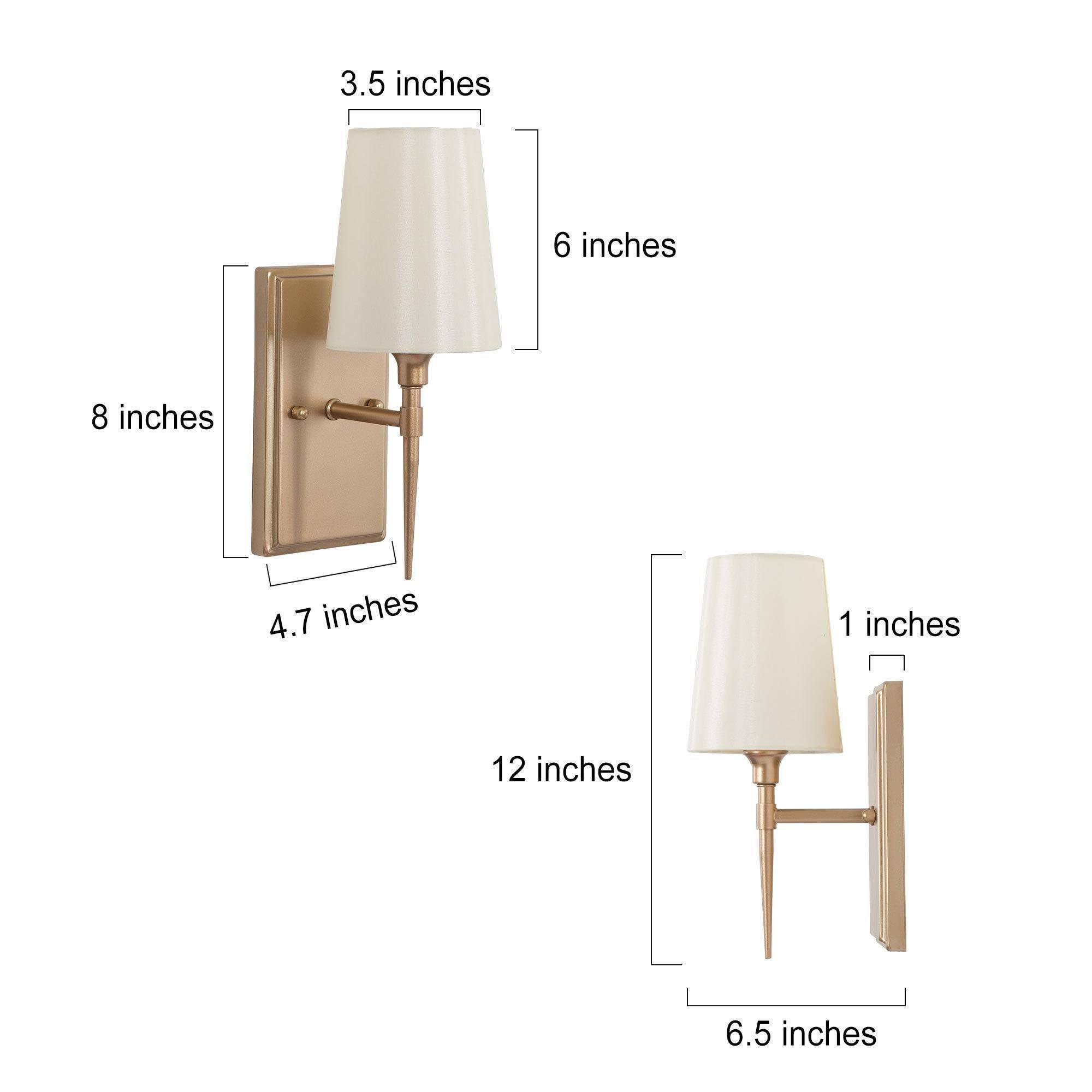 Ksana Sconces Wall Lighting, 1-Light Modern Gold Wall Sconces Indoor With White Fabric Shade, Wall Sconce Light Wall Lights For