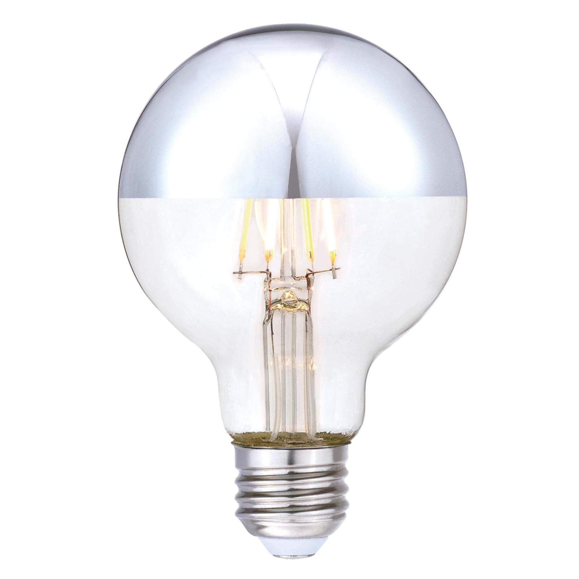 Westinghouse 5169120 4.5 Watt (40 Watt Equivalent) G25 Dimmable Half Chrome Filament Led Light Bulb, E26 Medium Base, 6-Pack