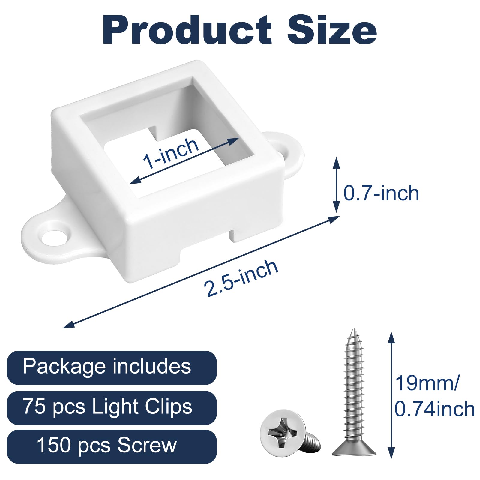 Henkgo Light Clips for Govee H705A/B/C/H805 - 75 Pcs White Plastic Mounting Brackets with 150 Screws