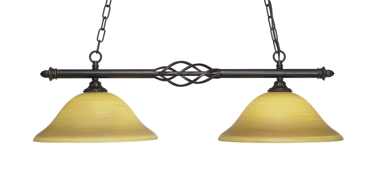 Toltec Lighting 862-DG-624 Elegante 2 Light Island Light Shown with 12&quot; Cayenne Linen Glass, Dark Granite