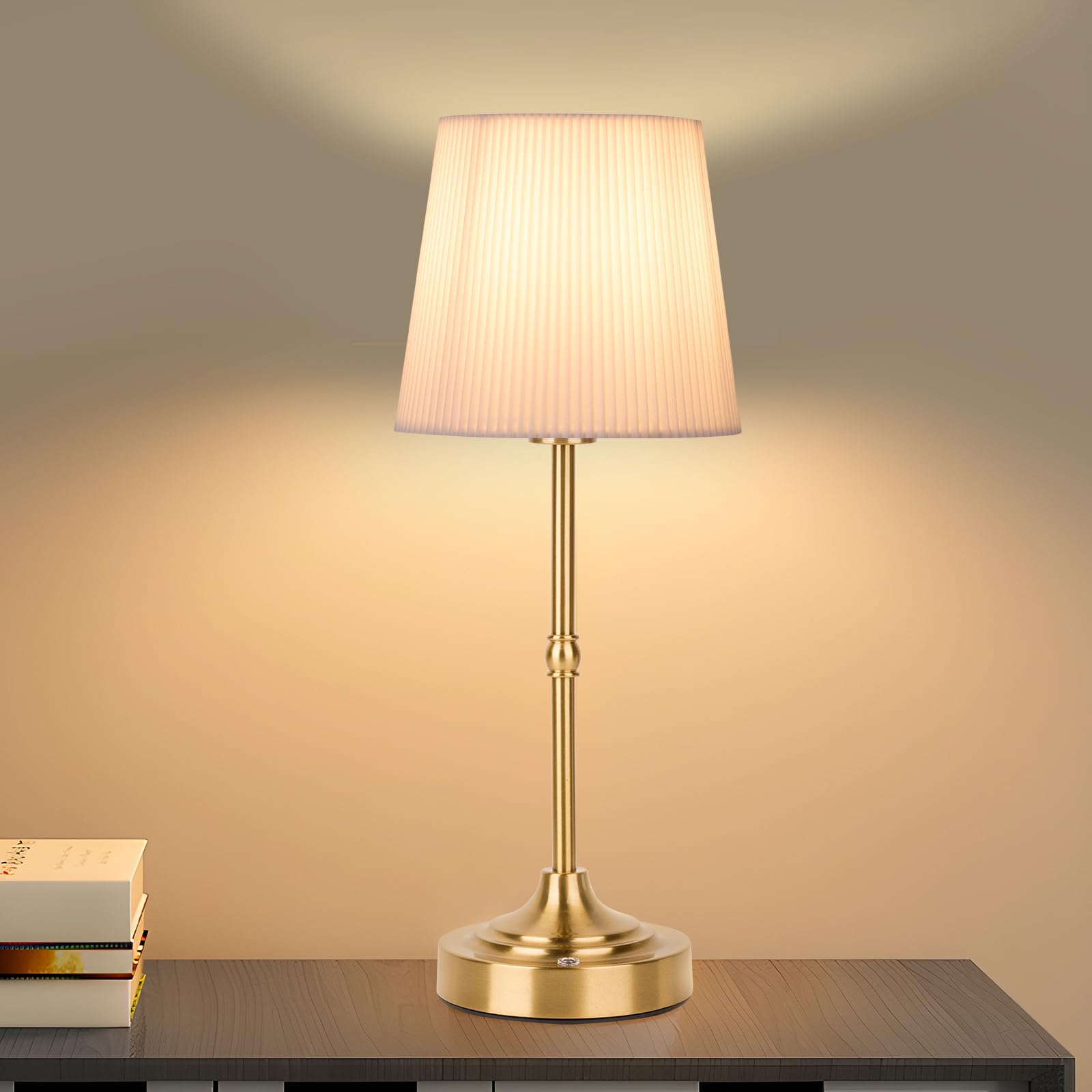 HAPYGI Portable Metal Cordless Table Lamp,Built-in 5200mAH Rechargeable Battery, Dimmable Touch Small Bed Side Desk Lamp,Restaur