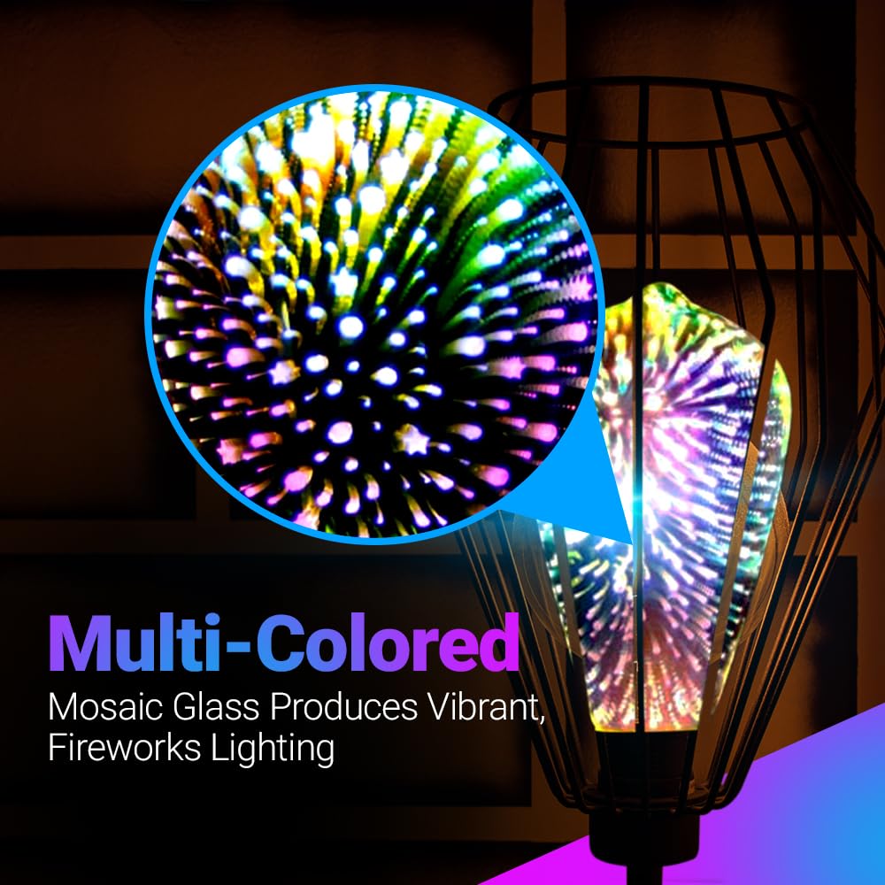 4 Pack Infinity 3D Fireworks Effect St19 Led Light - 3W 120V Fairy Multicolor Disco Party Bulb, Stain Glass Colorful Firework Li