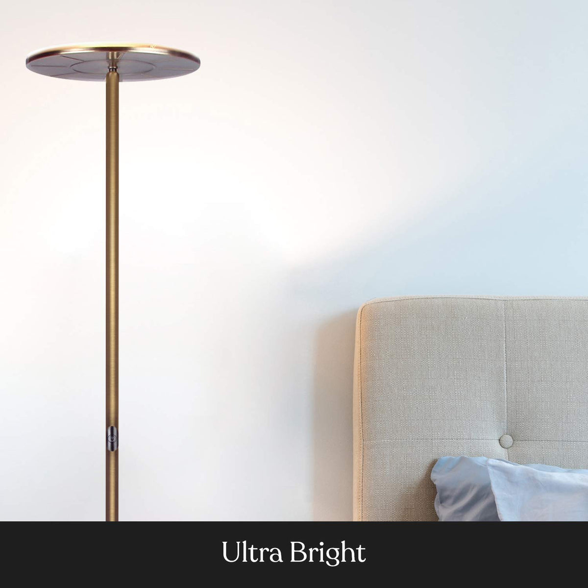 Brightech Sky Flux Dimmable LED Floor Lamp, Antique Brass, 3 Light Opt ...