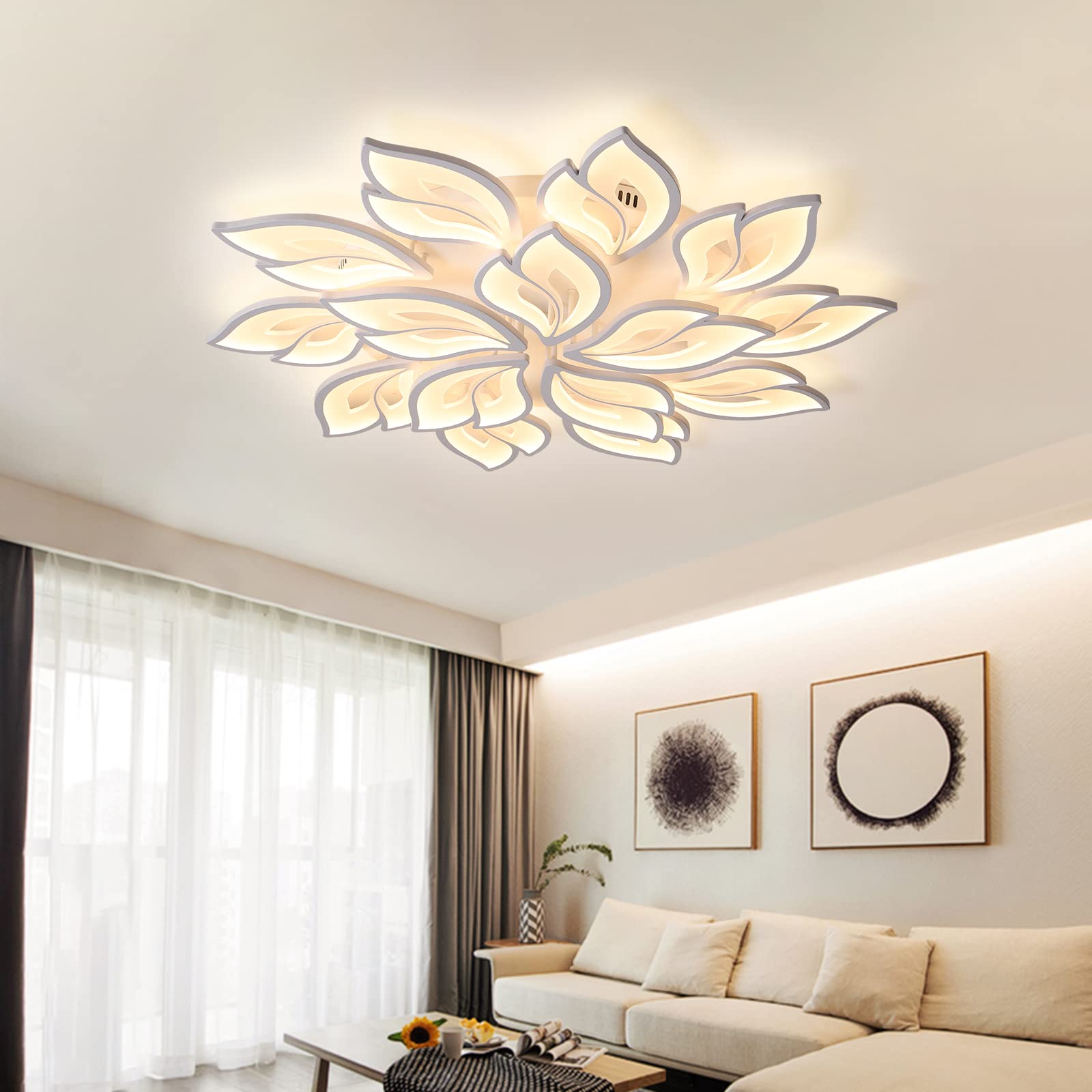 Jaymp 39.4'' Flower Shaped Ceiling Light Dimmable Modern Ceiling Lamp Remote Control Led Lighting Fixture For Living Room Kitche