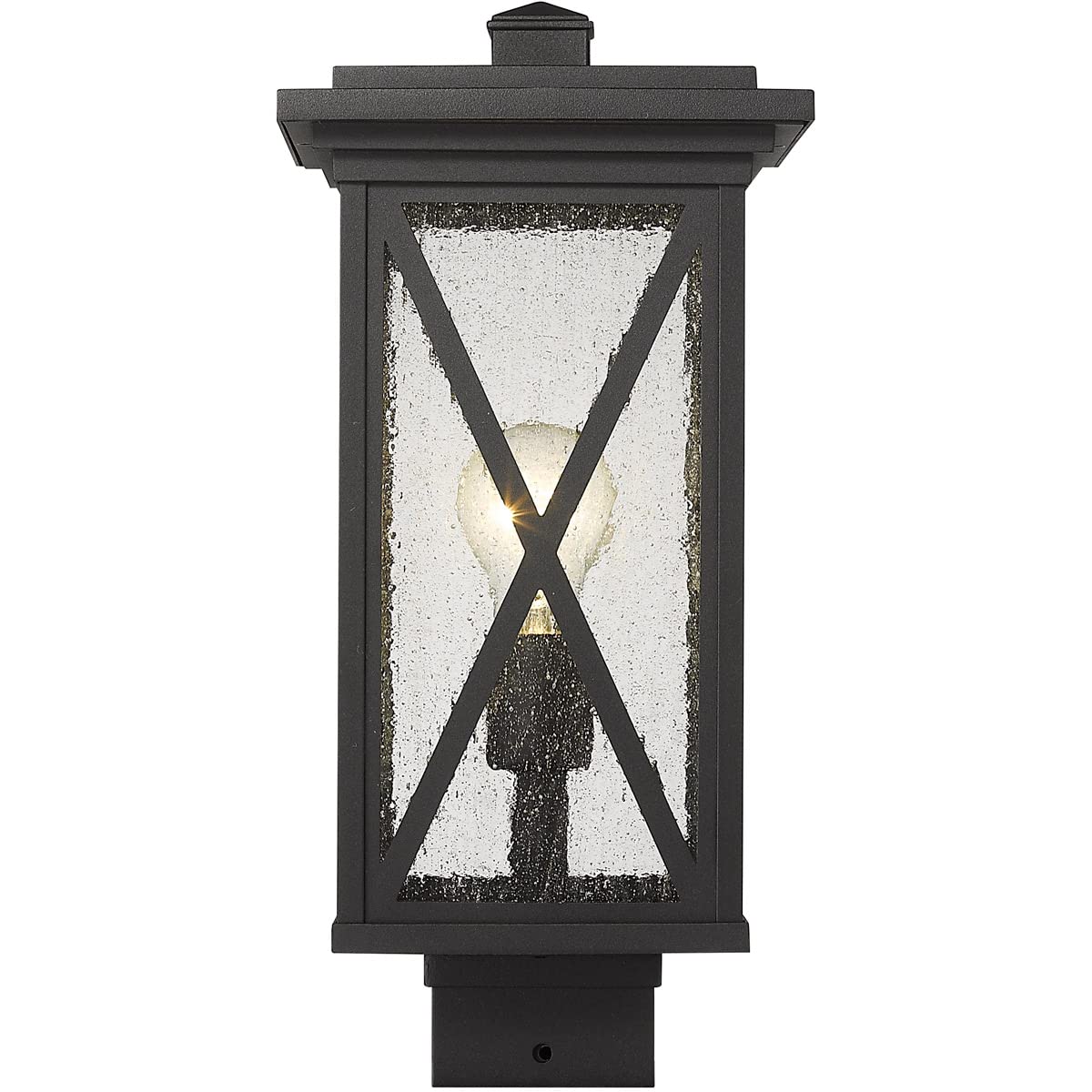 Z-Lite Outdoor Post Mount Fixture, 1 Light, Black, Glass, Model 583PHMS-BK, Size 15.75x7.50x7.50