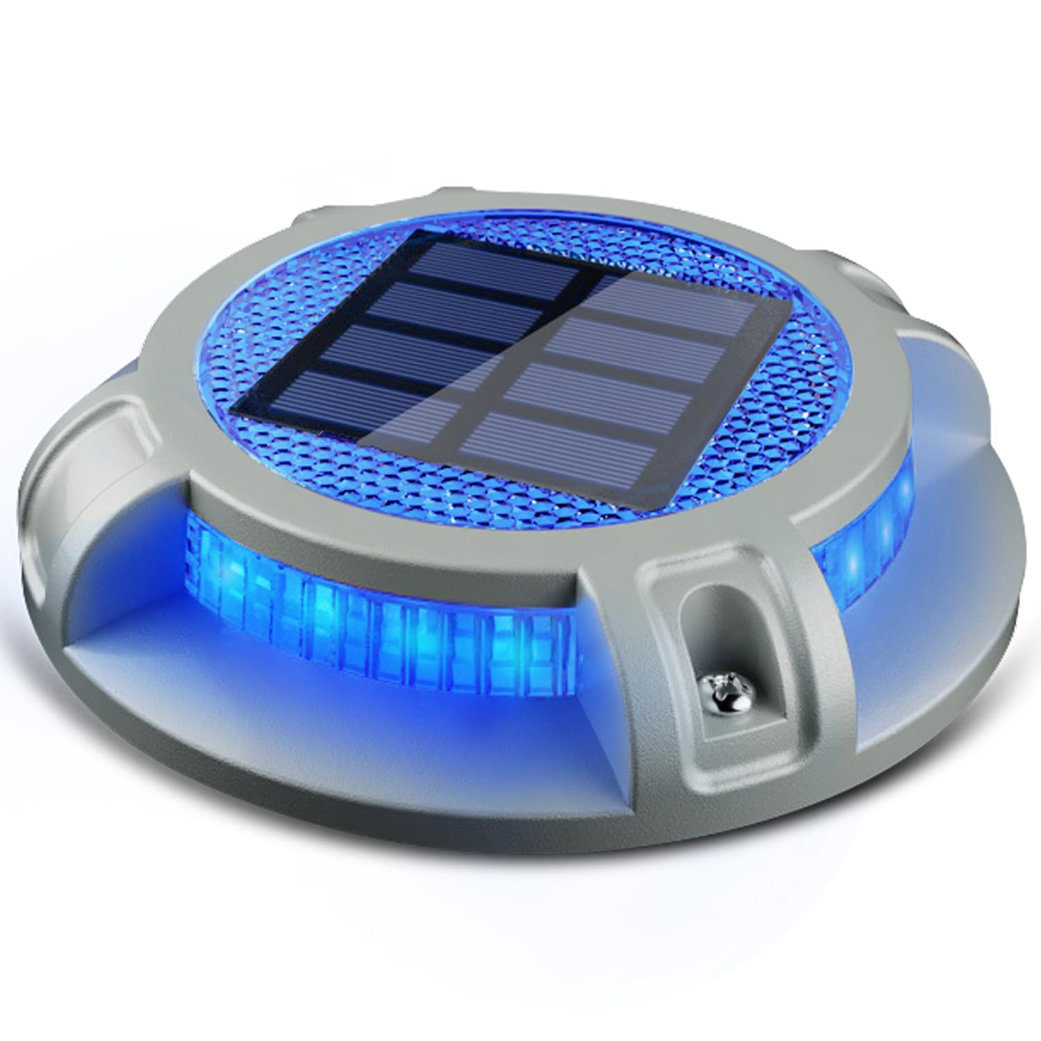 Siedinlar Solar Driveway Lights Outdoor 4 Modes 40 Leds Marine Dock Light Deck Driveway Markers Waterproof For Garden Step Ground Walkway Pathway Yard  Blue/White Dynamic Lighting (1 Pack)