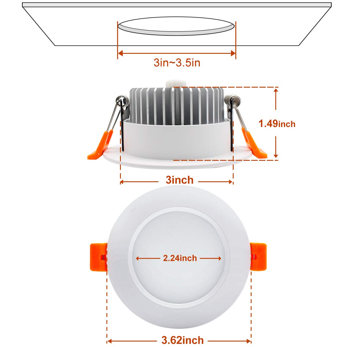 YGS-Tech 3.5 Inch LED Recessed Lighting, Dimmable 7W, CRI80, 2700K Ultra Warm White, 4 Pack