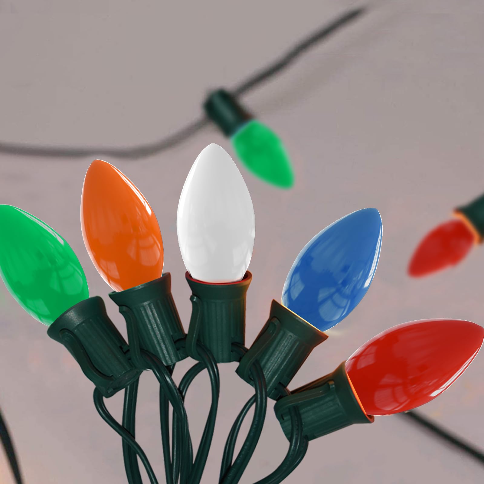 C9 Led Multicolor Christmas Lights Outdoor  25Ft C9 Vintage Christmas Lights Waterproof With 26 Led Colorful Bulbs  Outdoor Christmas Decorations String Lights For Patio Garden Roofline Holiday Party