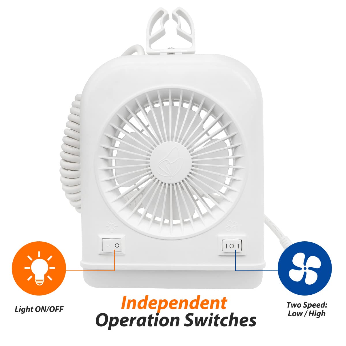 Dream Lighting 12V RV Camper Fan and LED Light, Soft White, 2-Speed, Model 6000-FFWX1, Gray