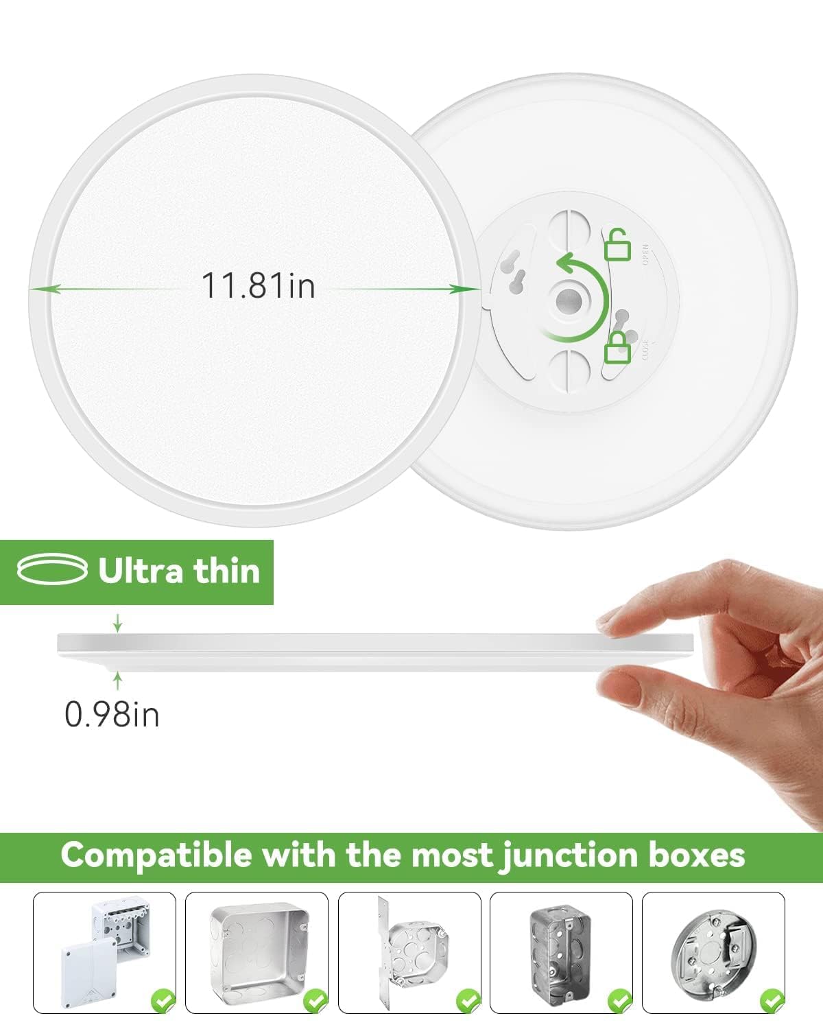 Zemty 2Pack 12 Inch Led Flush Mount Ceiling Light, Super Thin 28W 3200Lm Low Profile Ceiling Lights, 3 Color Temperature In One