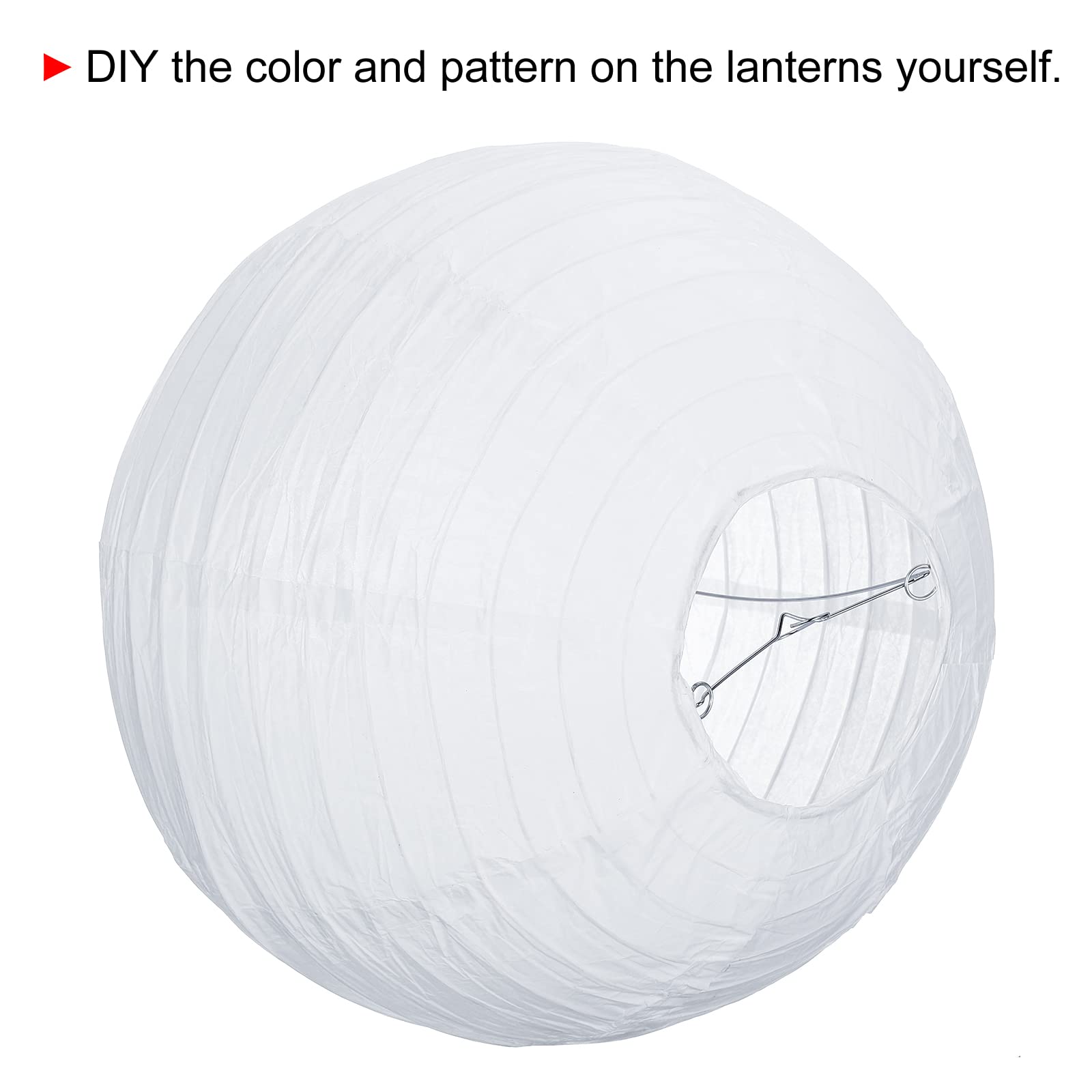 Patikil 12 Inch Paper Lanterns, 6 Pack Round Folding Hanging Lamp Shade For Wedding Home Party Festival Celebration, White