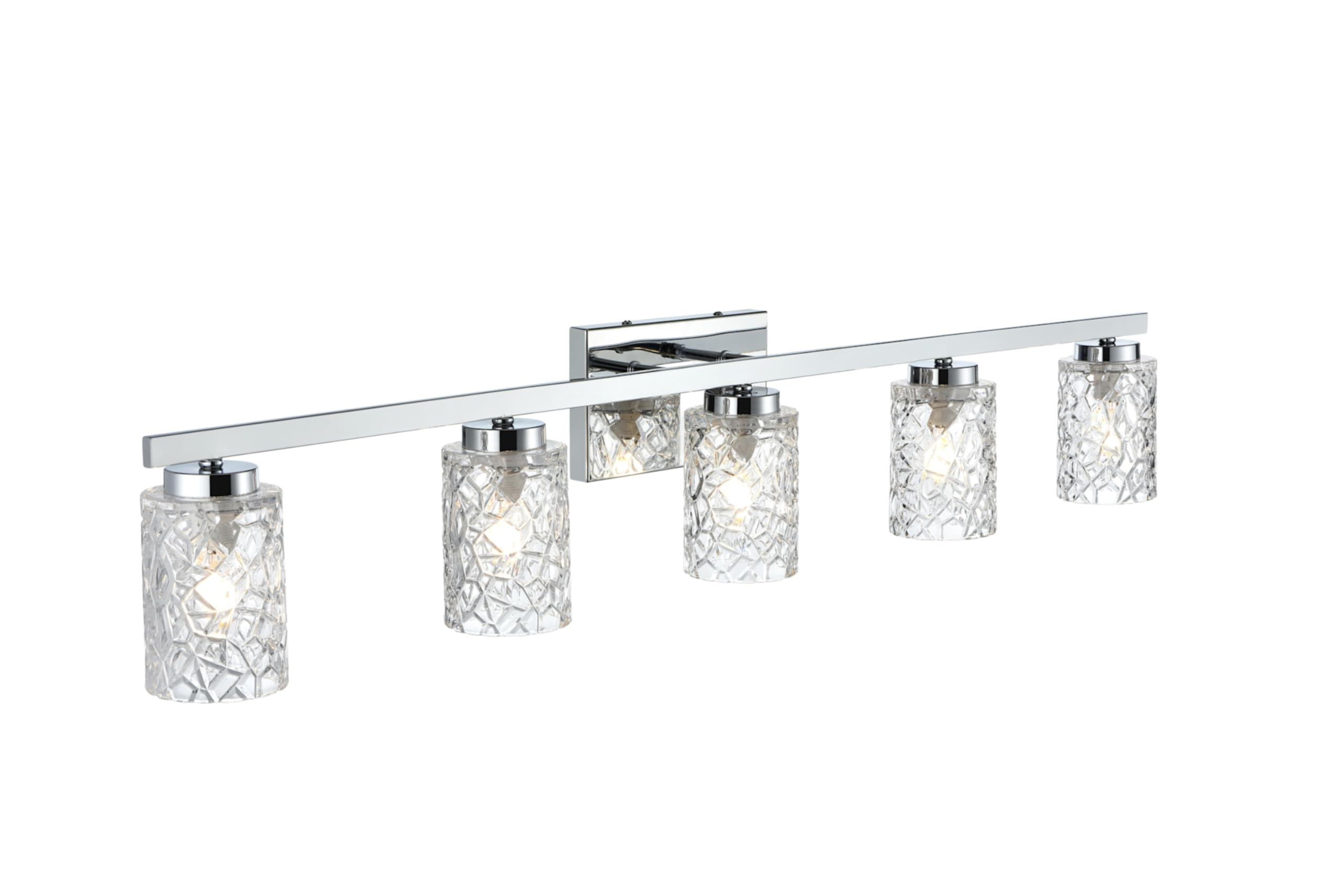 Living District Indoor Modern Home Decorative Bright Ceiling Cassie 5 Lights Bath Sconce in Black with Clear Shade