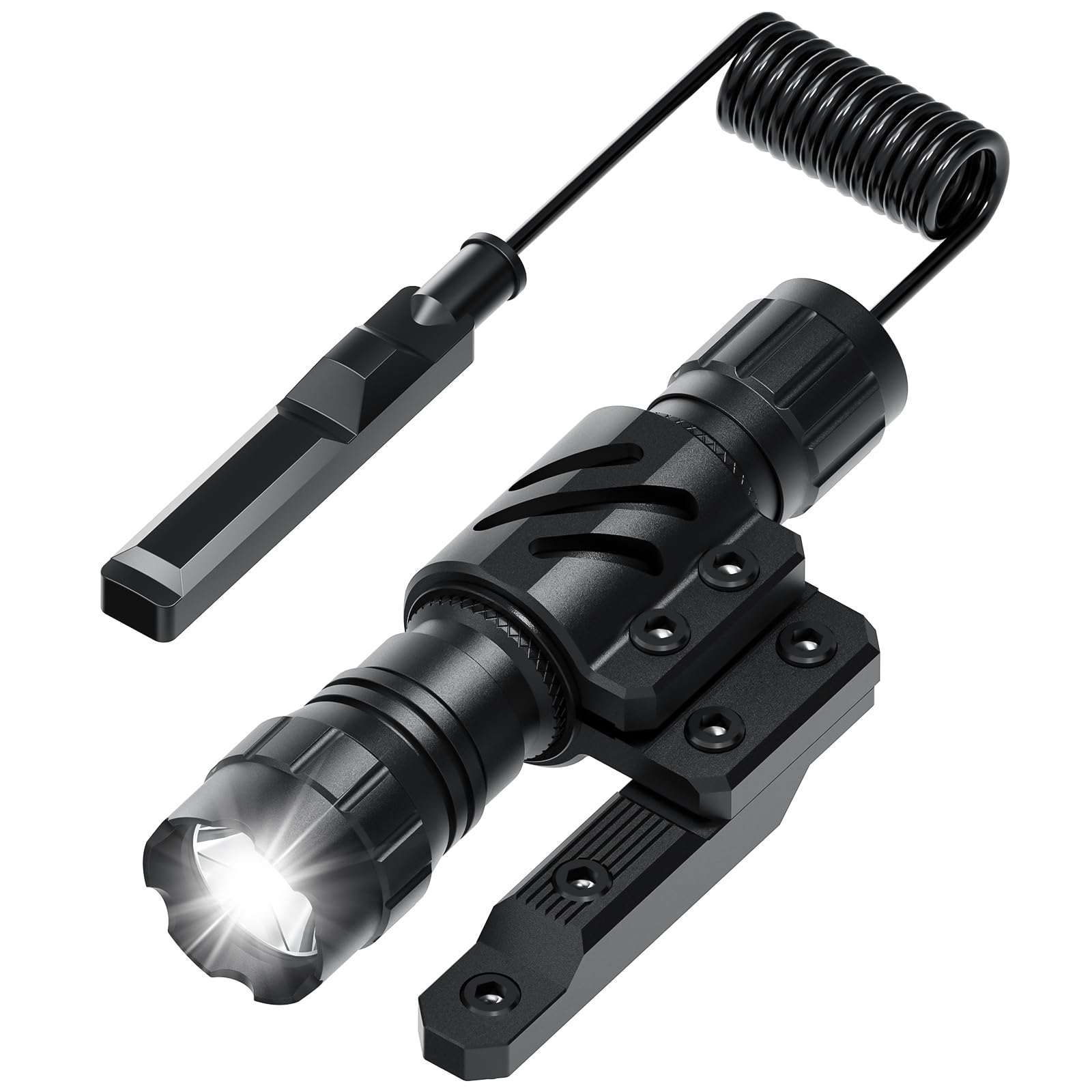 Feyachi Tactical Flashlight  Ultra Bright 1200 Lumens Sporting Equipment Light  Compatible with Mlock Rail System  with Pressure Dual Switch  200m Beam Range  4H Runtime  Waterproof