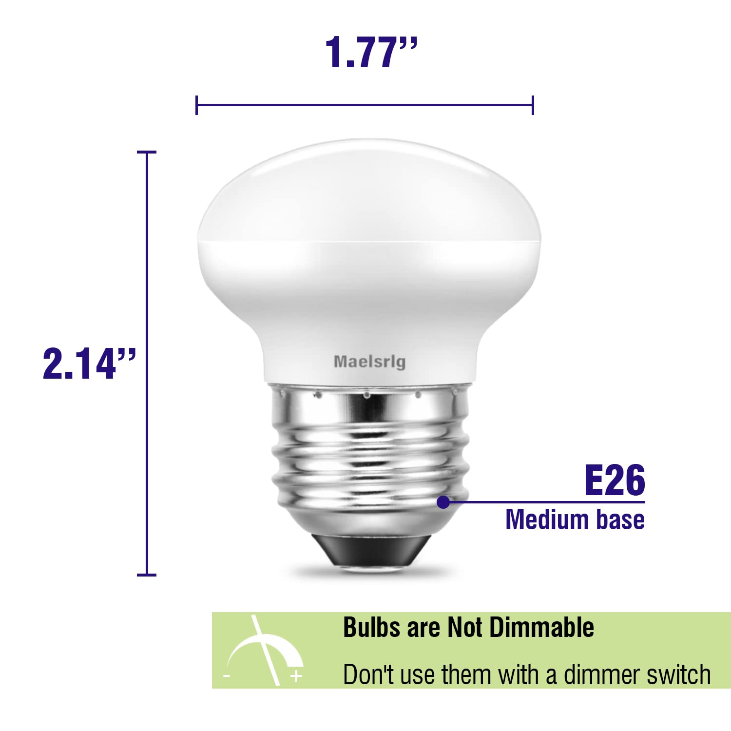 Maelsrlg R14 Led Bulb 4W(40W Equivalent) Mini Reflector Flood Light Bulbs 2700K Soft White, Curio Cabinet Light Bulb, Non-Dimmab
