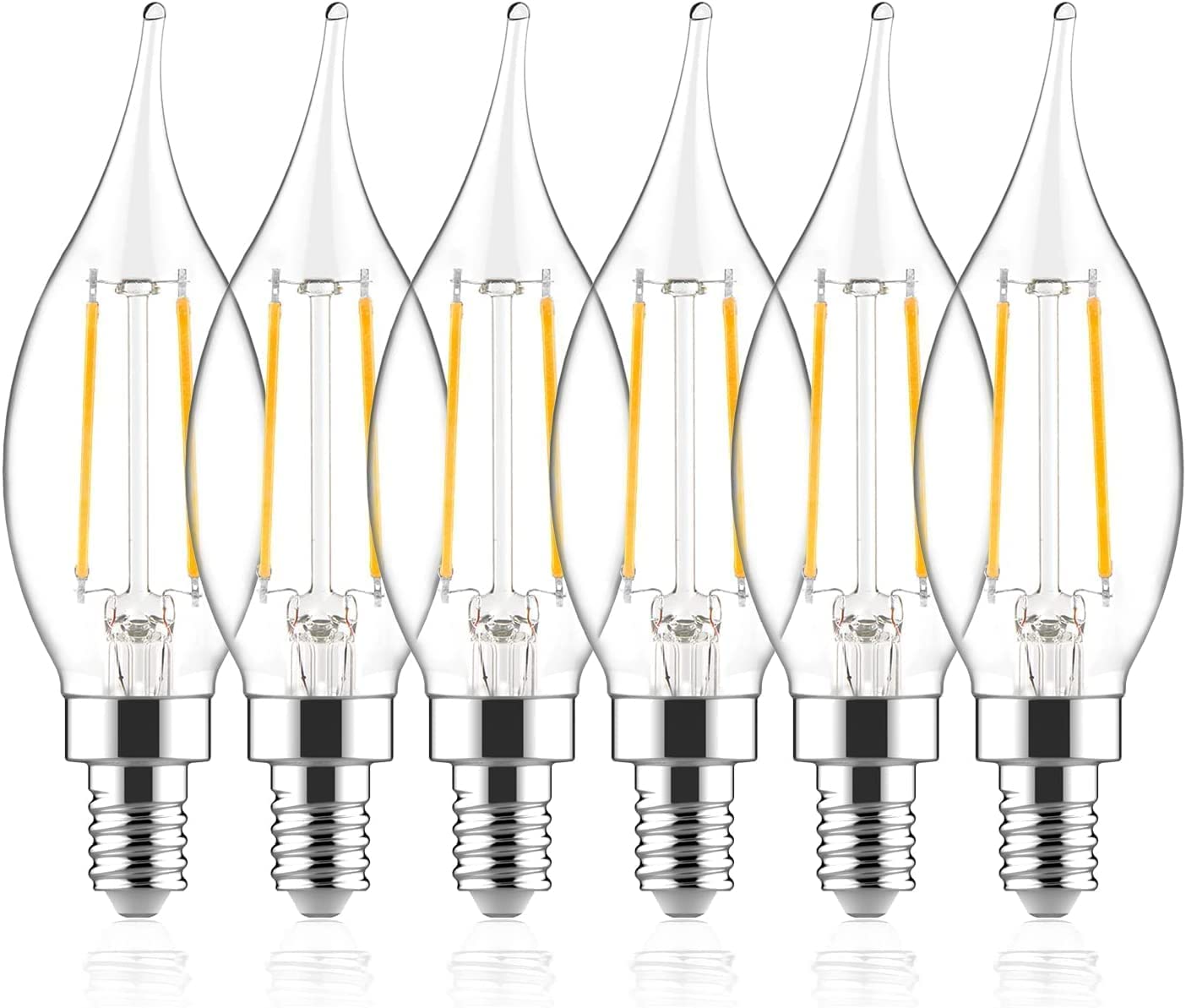 Sigalux E12 LED Bulb Candelabra 4.5W 5000K Daylight 6 Pack Plastic