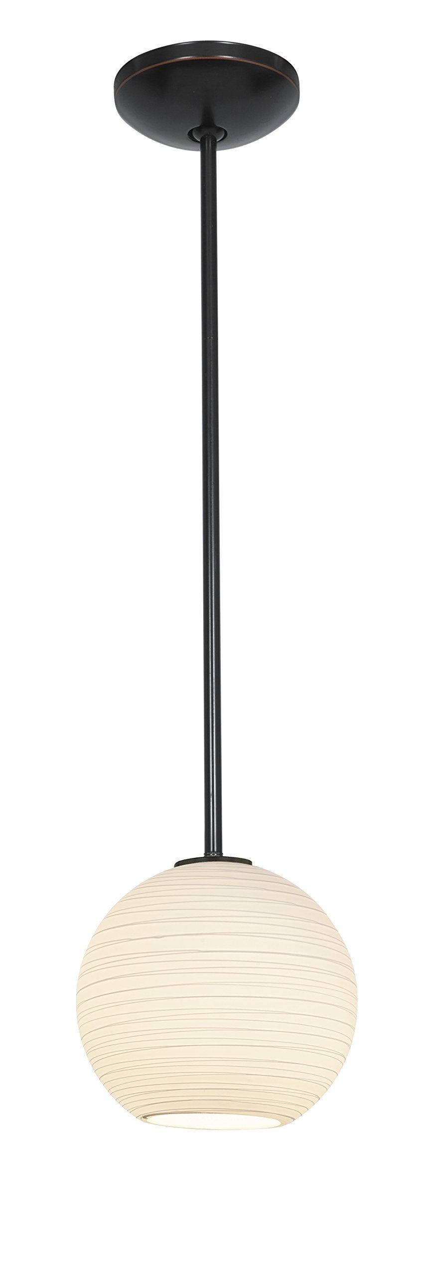 Access Lighting Japanese Lantern Pendant - 1-Light, 8&quot; Oil-Rubbed Bronze, Glass Shade