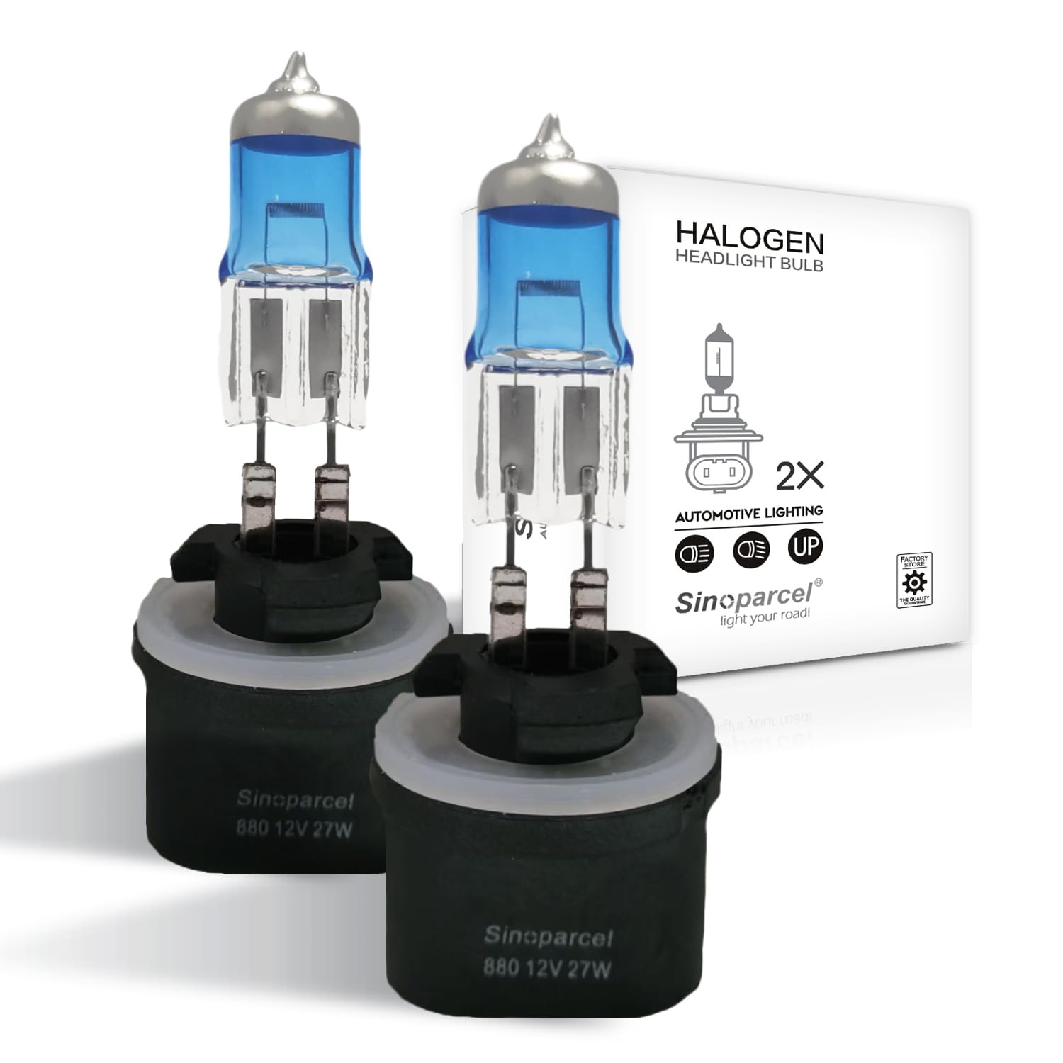 Sinoparcel Halogen Fog Light Bulb, 150% Brighter, 880 Size, 3800K (Pack of 2)