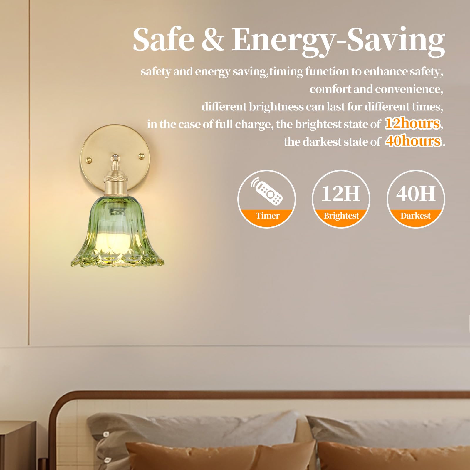 GEEZO Vintage Battery Operated Wall Sconce, Rechargeable Light with Remote, 2 Pack, Pineapple Green, Model GEEZO-Y-1