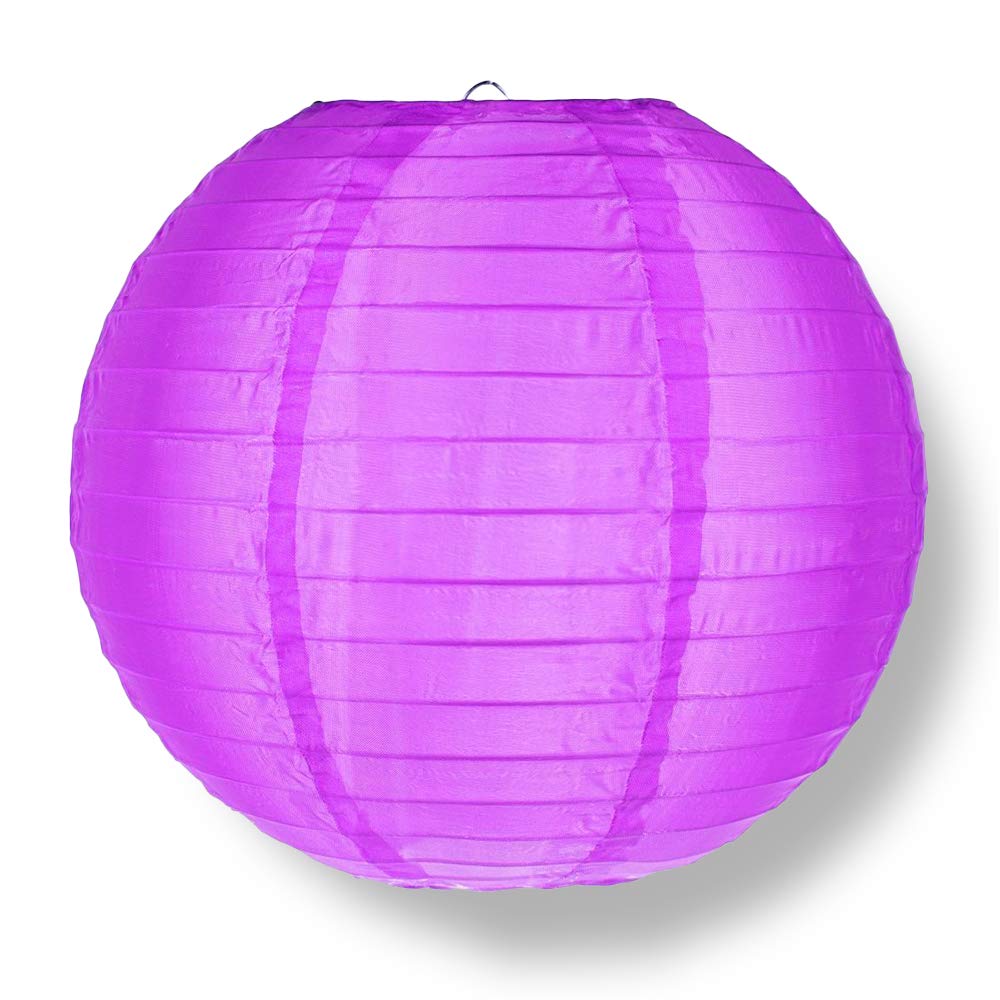 Quasimoon Paperlanternstore.Com 4 Inch Violet Round Nylon Lantern, Even Ribbing, Hanging Decoration (10-Pack)