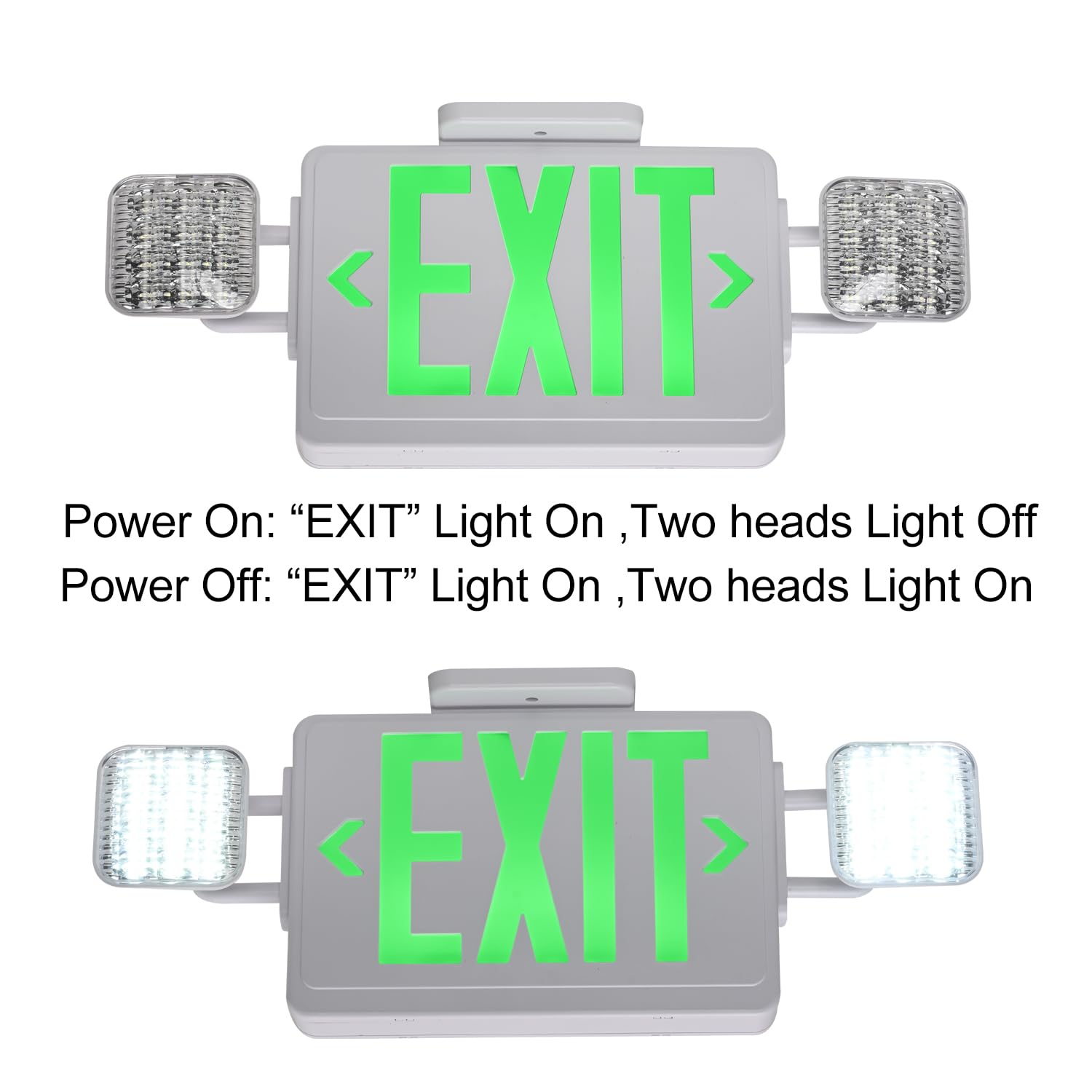 Apmeetlux Emergency Exit Sign - 200lm Battery Operated, UL 924, Green EXIT, White Housing, Model EMGT05-EXIT-G