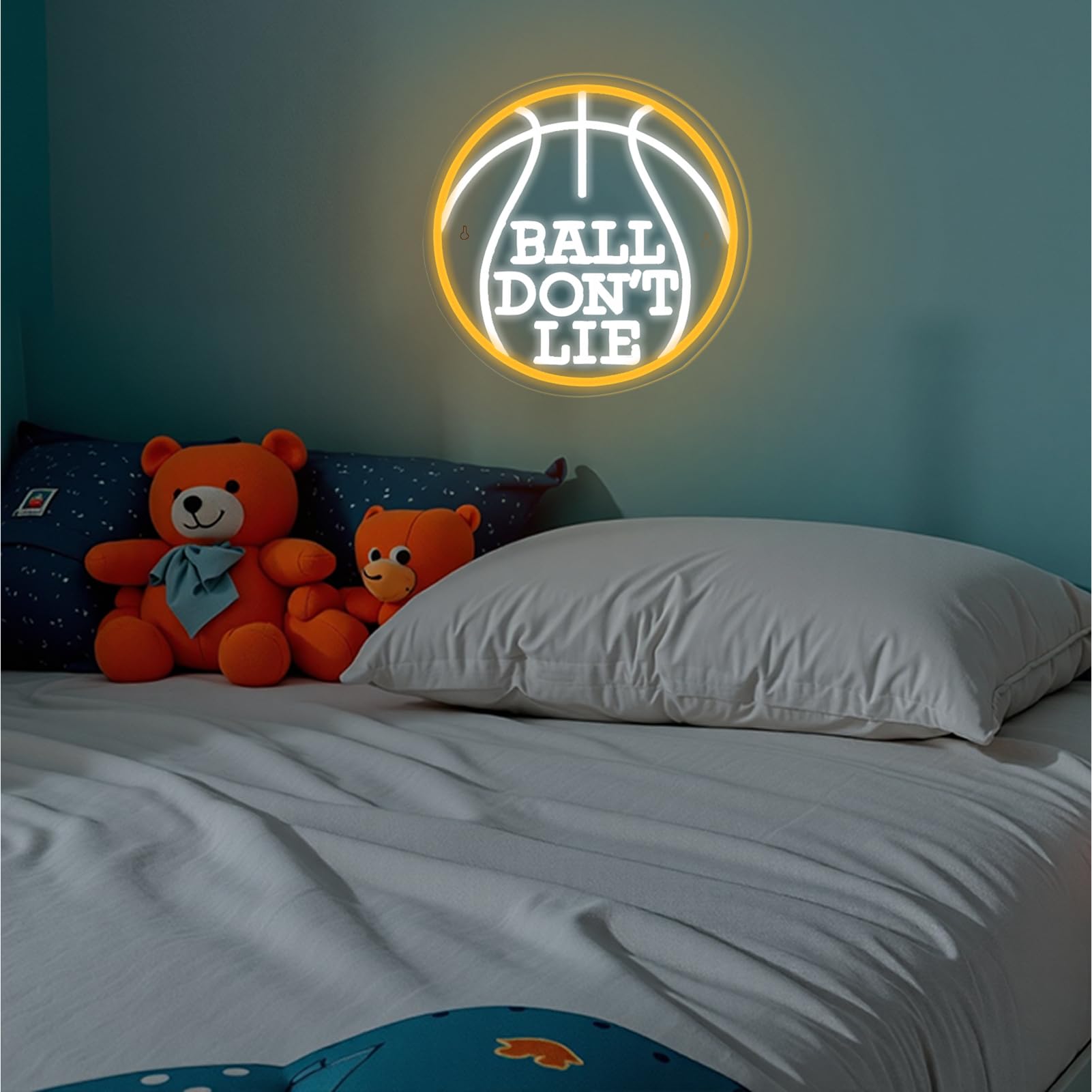 Wanxing Basketball Neon Sign LED Light Up Wall Art Decor for Boys Bedroom, Medium, Colorful Acrylic