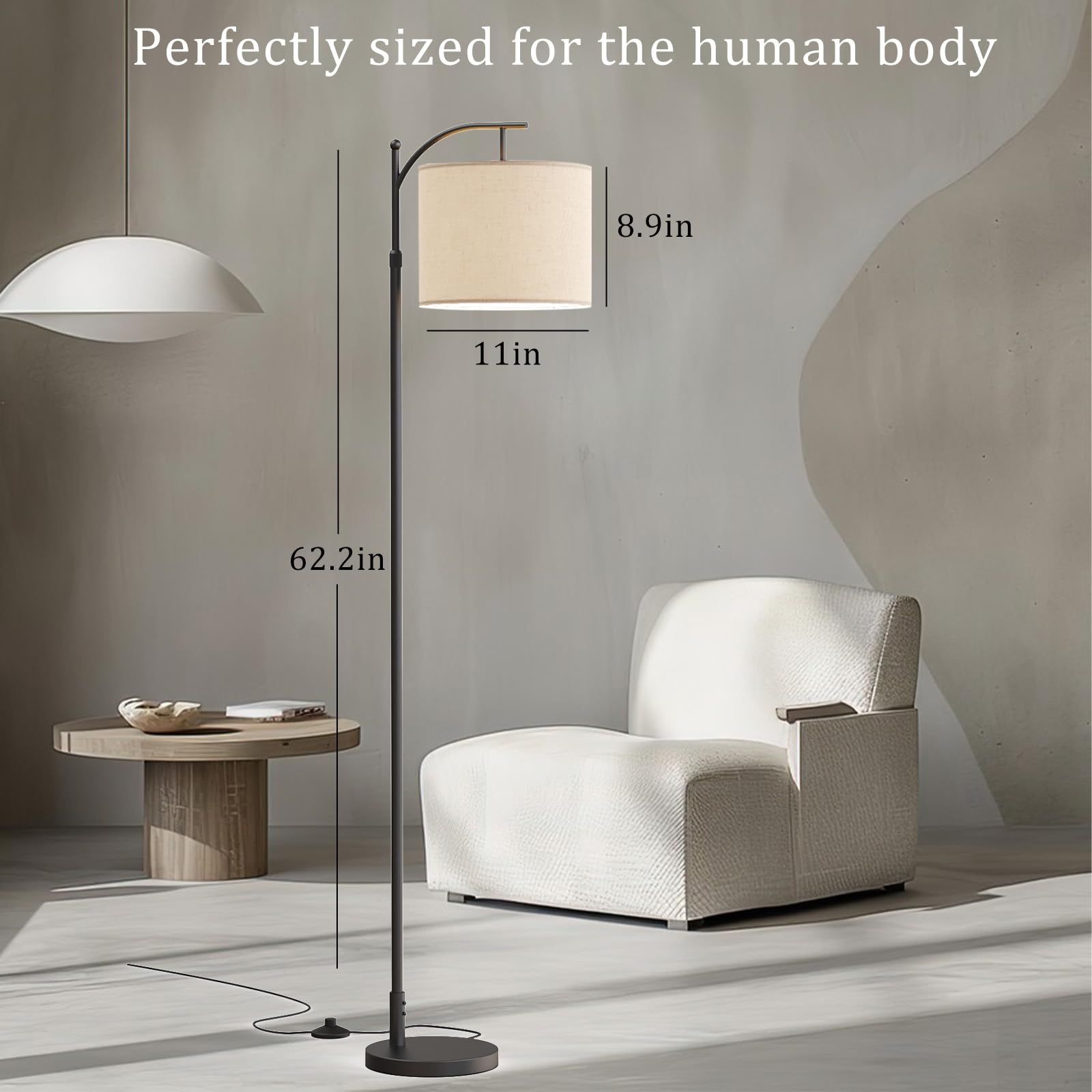 Lotalot Adjustable Floor Lamp with Remote Control, RGB LED Light, Modern Design, Dimmable, Ideal for Living Room and Bedroom