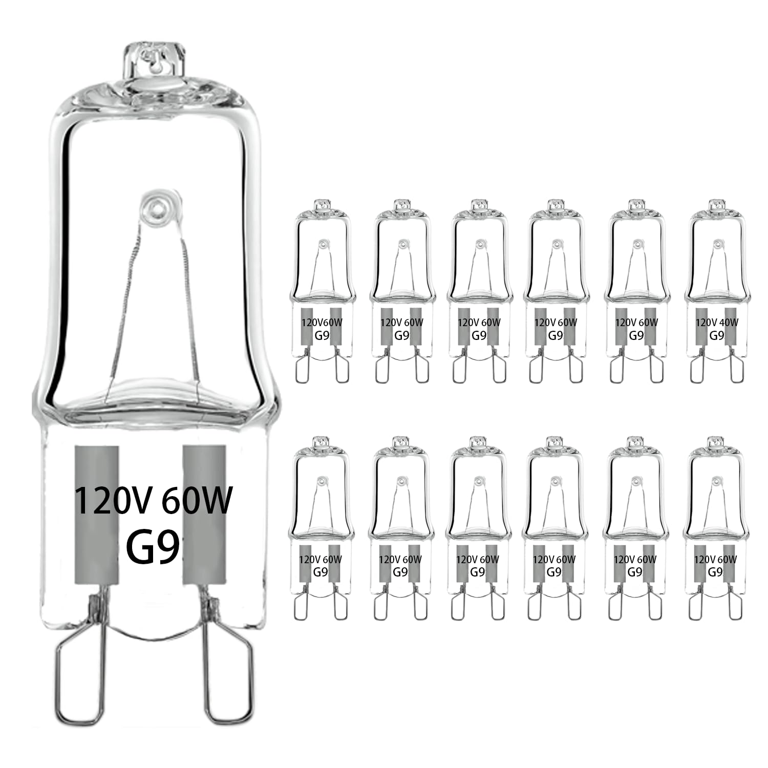 Ragfoz G9 Halogen Light Bulb 120V 60W, 2 Pin G9 Led Bulb Replacement, Dimmable 2700K Warm White T4 Jcd Type For Chandeliers, Pen