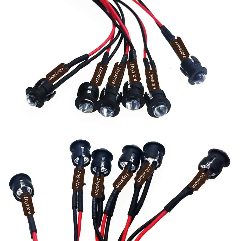 Ltvystore 200Pcs 3Mm 3V 8 Colors Led Pre Wired Prewired Lamp Light Bulb Prewired Emitting Diode + 80Pcs Black 3Mm Led Plastic Cl