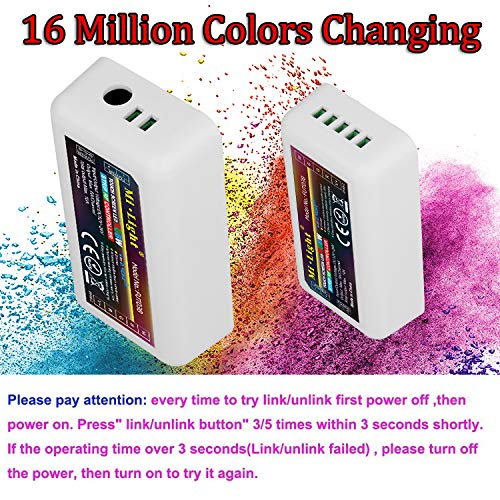 S NMT Mi Light Wireless RGBW Controller Kit, 4 Controllers + 4-Zone Remote, Model SNMTFUT038, ABS Material, 1 Remote + 4 Controllers