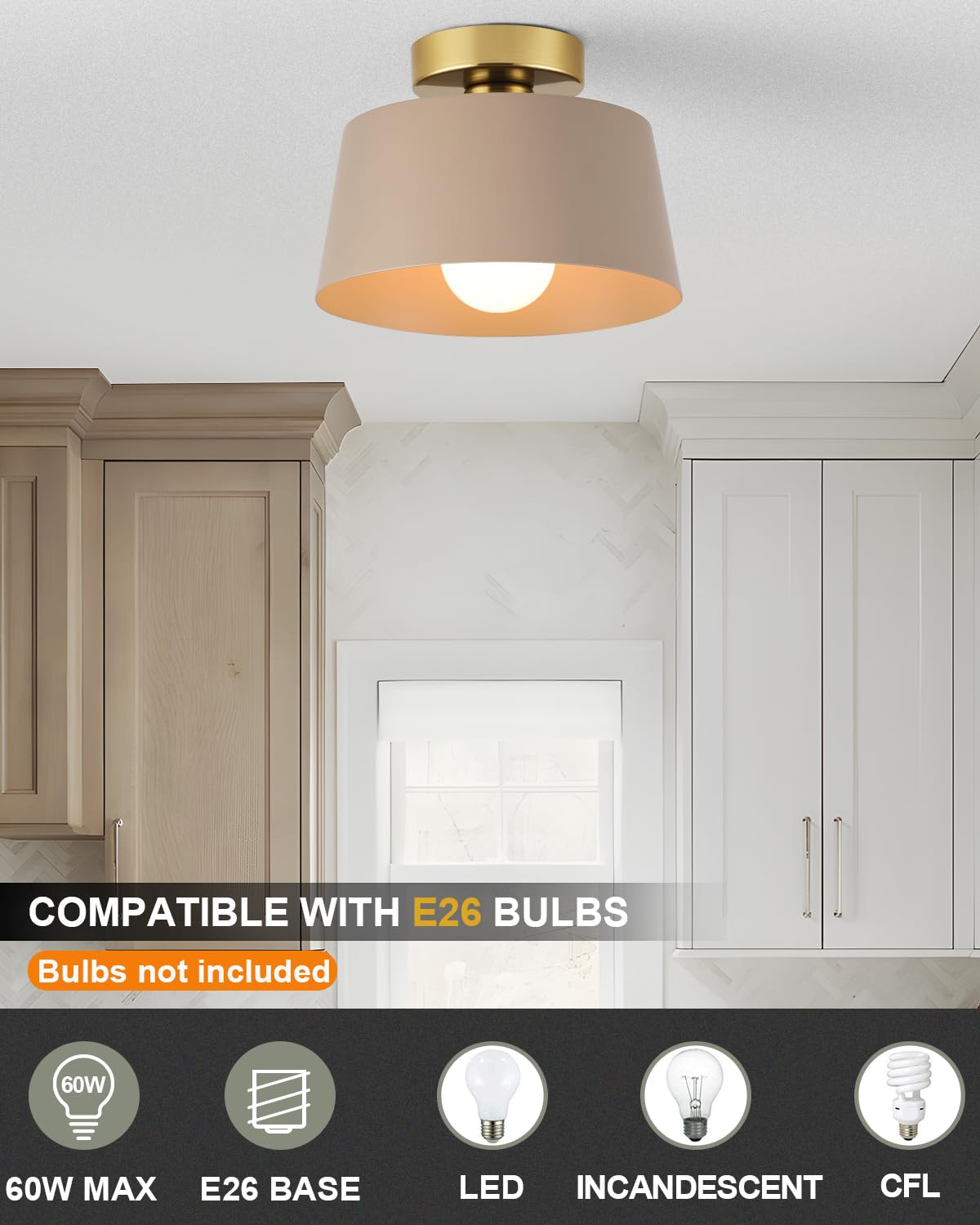 Lhlyclx Ceiling Light Fixture, Hallway Ceiling Light With Gold Plate And Matte Black Shade, Modern Simple Style Porch Light Fixt