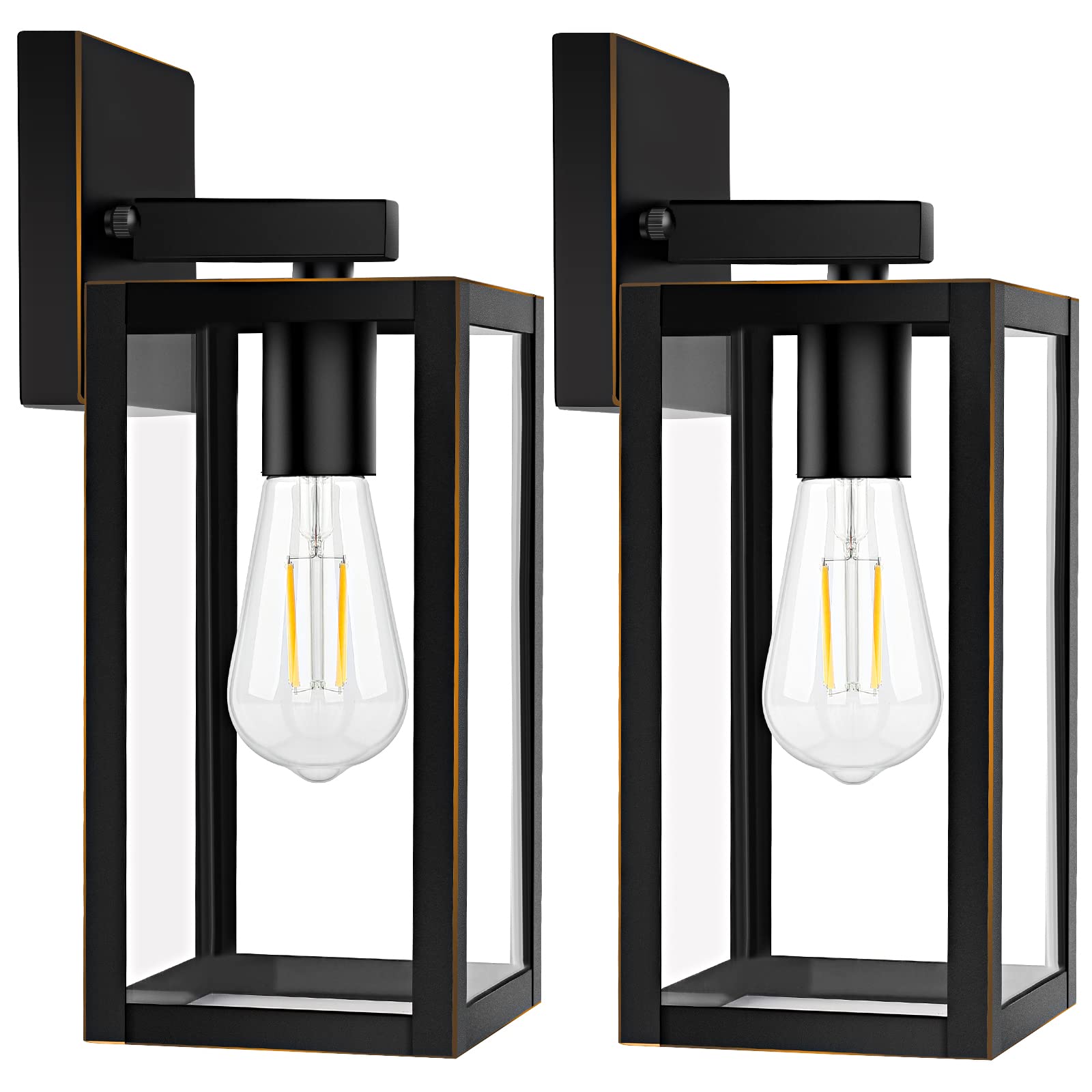 2-Pack Outdoor Lights for House, Waterproof Bronze Exterior Light Fixtures with Clear Glass, Anti-Rust Outside Wall Lanterns Sco