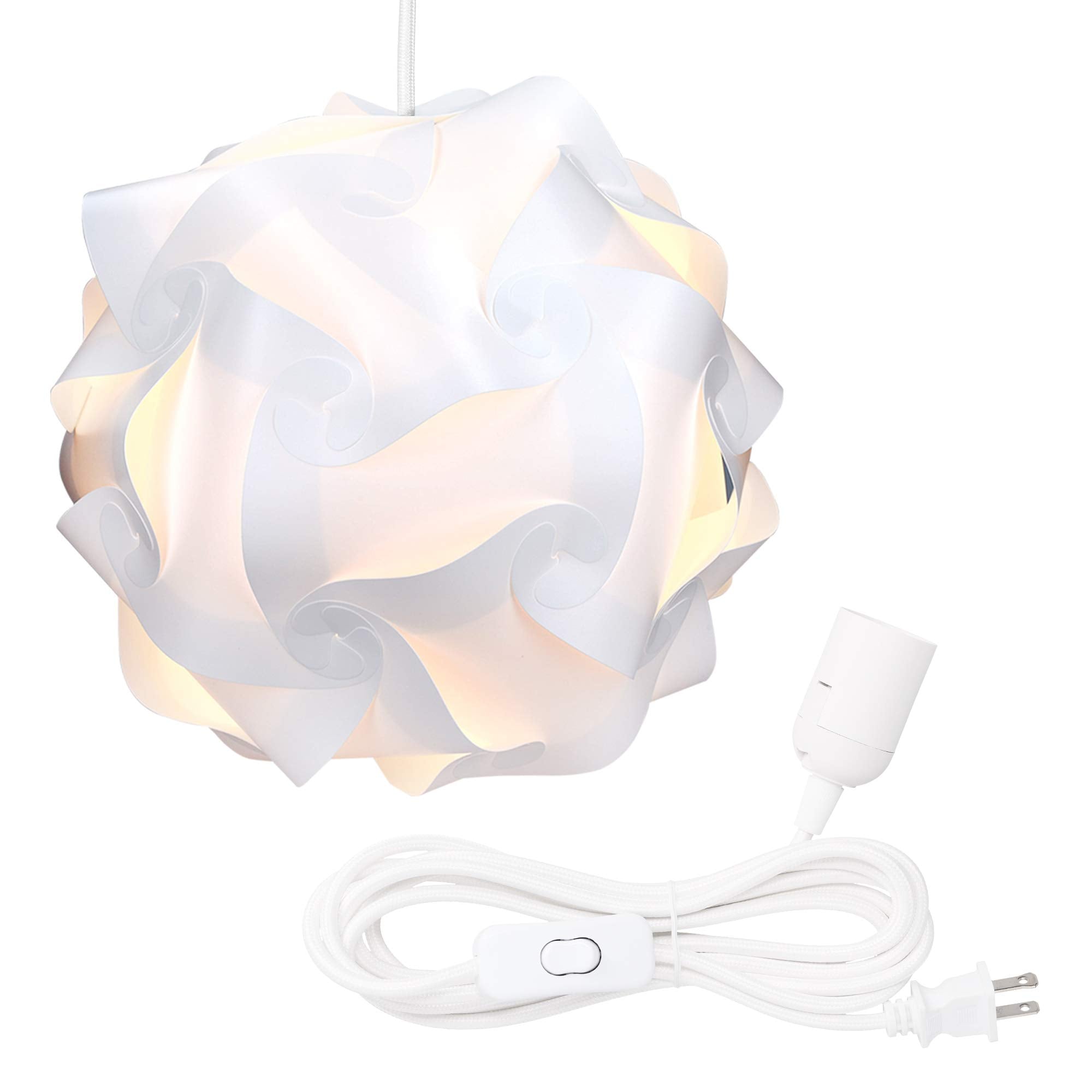 kwmobile Hanging Puzzle Lamp Kit - 15.7 (40cm) Modern Ceiling Pendant Light with 30-Piece Shade to Assemble and 15ft Plug-in Pow