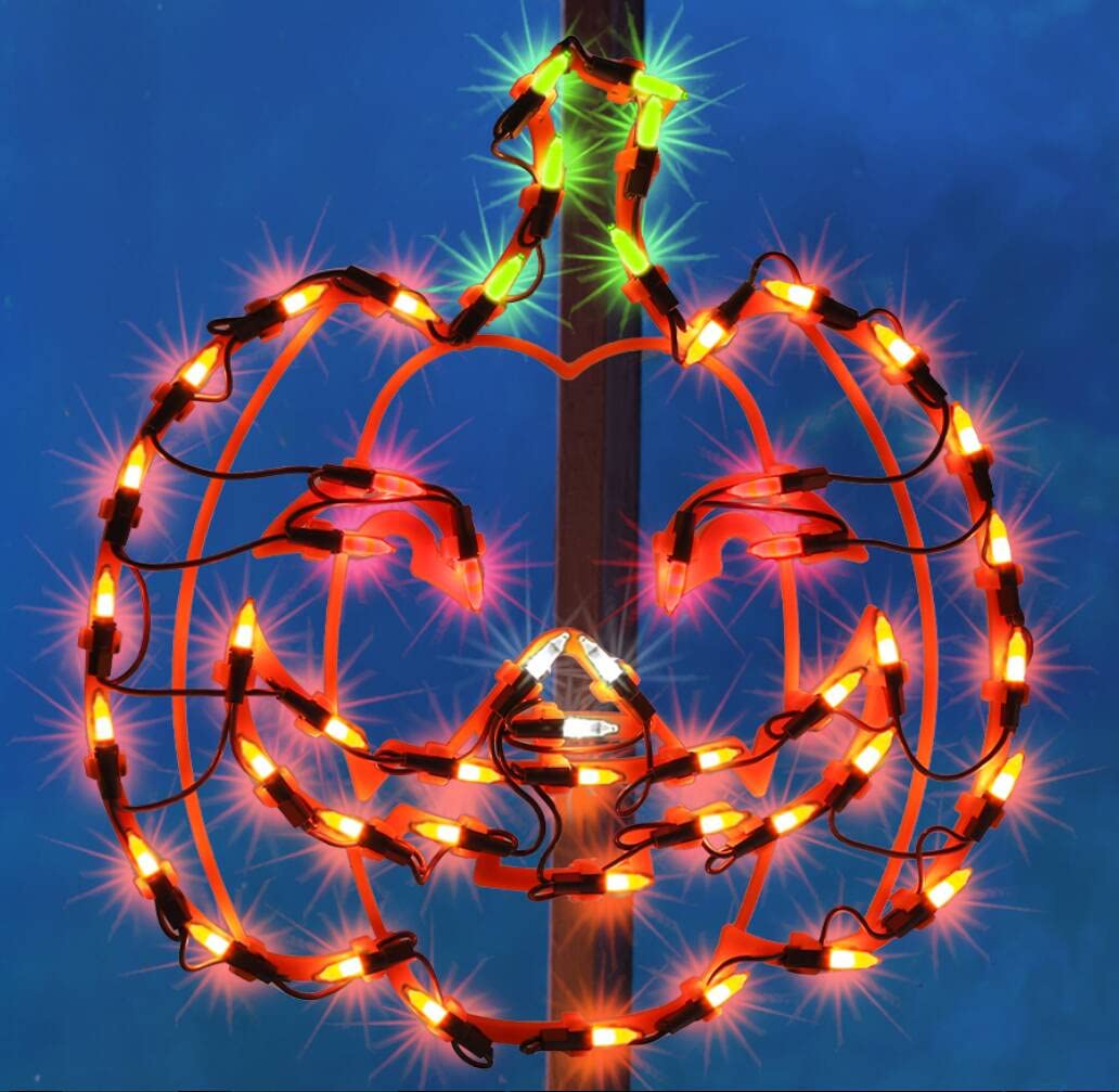 JUSTPRO 13.3" Lighted Jack-O-Lantern Halloween Window Silhouette Decoration,Halloween Lighted Window Decoration,Hanging Light Up Holiday Ornament( Pumpkin Light)