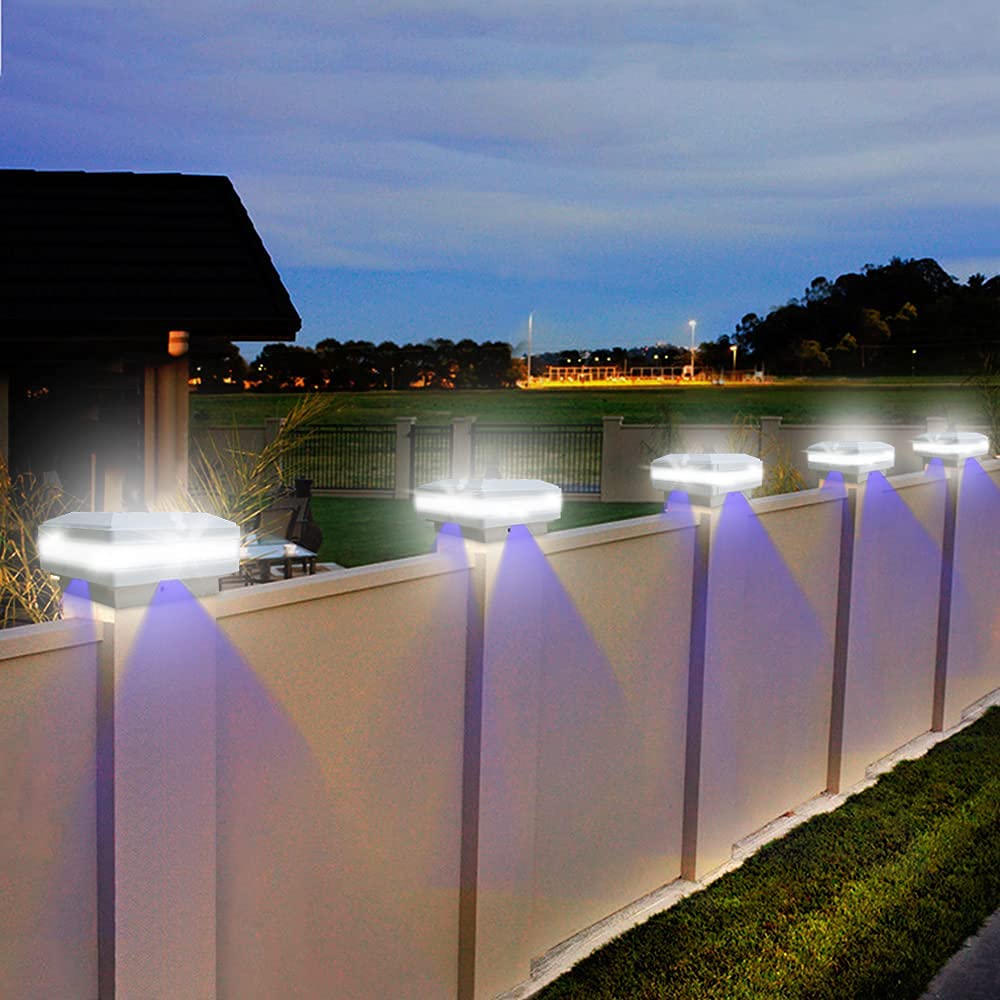 FVTLED Solar Post Lights - Waterproof LED Fence Cap Light for 3.5x3.5 to 6x6 Posts, White, 1 Pack, Model USWS142W