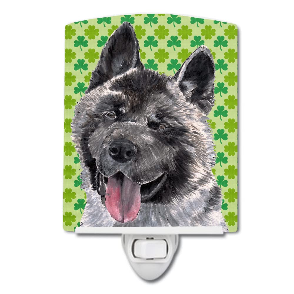 Carolines Treasures Akita St. Patricks Day Ceramic Night Light, 6x4x3in, Multicolor, Model SC9483CNL